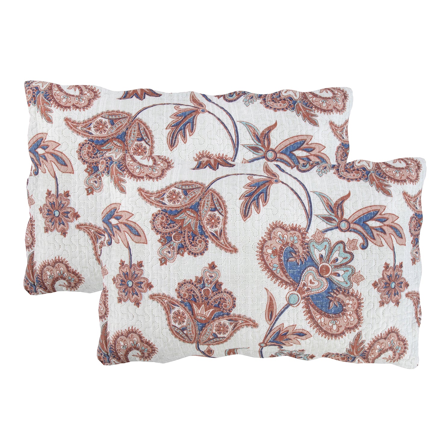 Printed Embossed Pinsonic Soft Bedding Summer Quilt Set, Taupe Paisley Floral