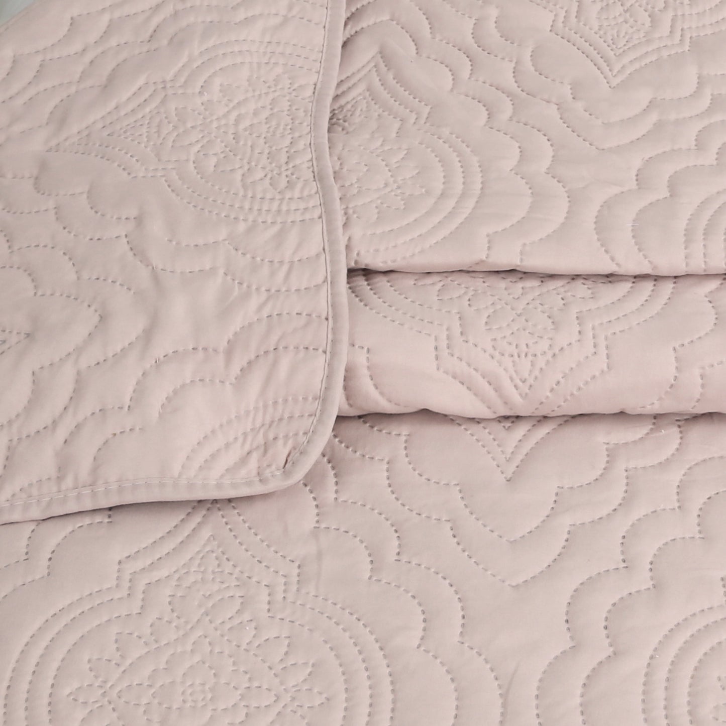 Embossed Pinsonic Solid Bedding Soft Summer Quilt Set, Pink Color
