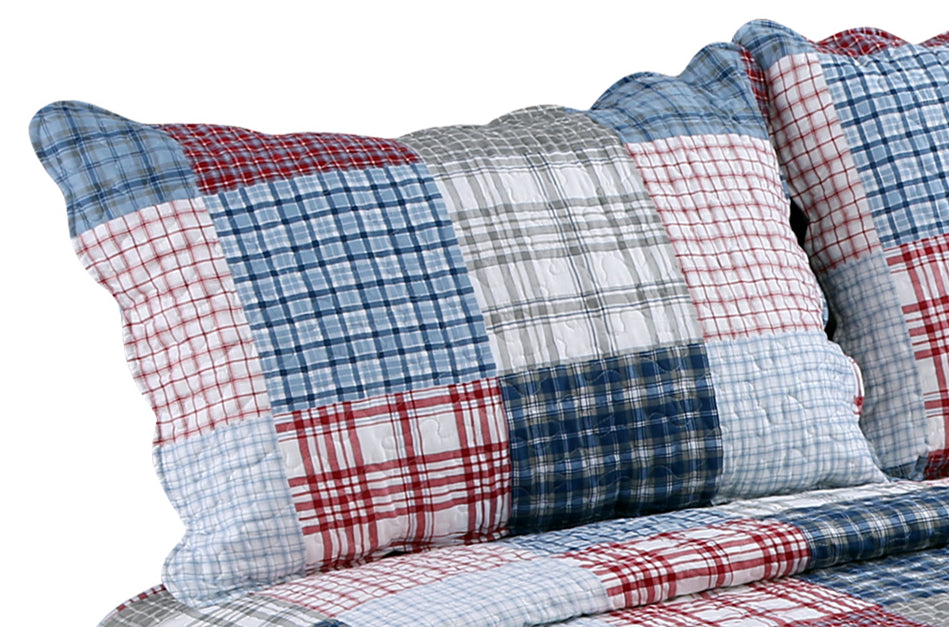 Printed Stitching Coverlet Bedspread Soft Bedding Summer Quilt Set, Modern Multi Color Plaid