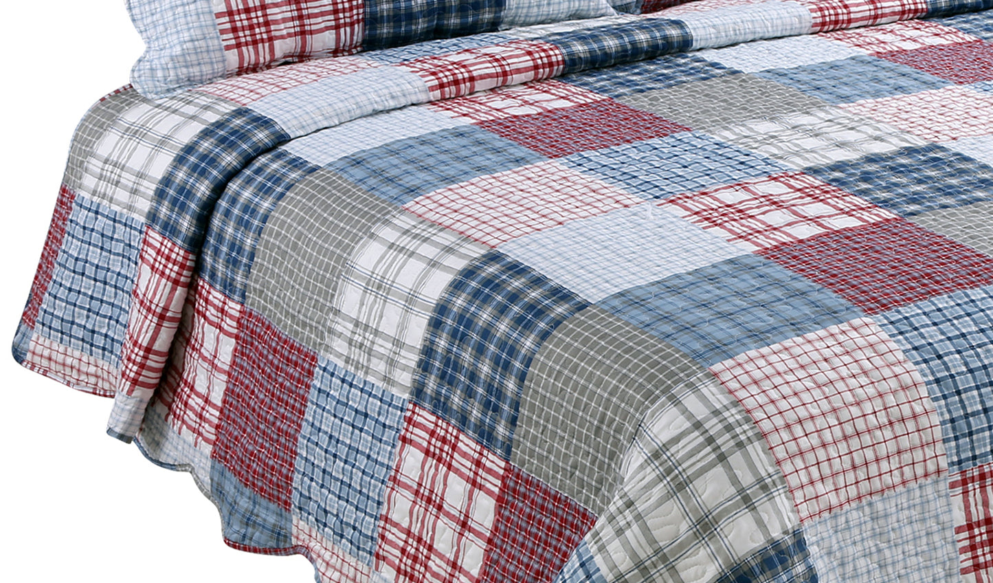 Printed Stitching Coverlet Bedspread Soft Bedding Summer Quilt Set, Modern Multi Color Plaid