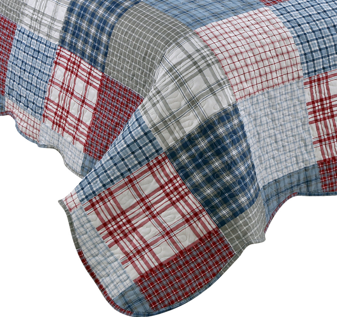 Printed Stitching Coverlet Bedspread Soft Bedding Summer Quilt Set, Modern Multi Color Plaid
