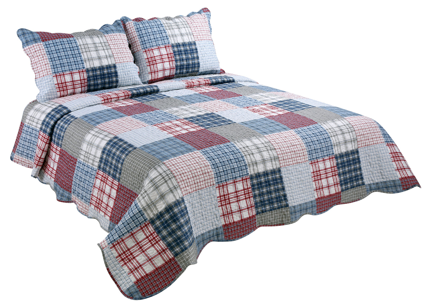 Printed Stitching Coverlet Bedspread Soft Bedding Summer Quilt Set, Modern Multi Color Plaid