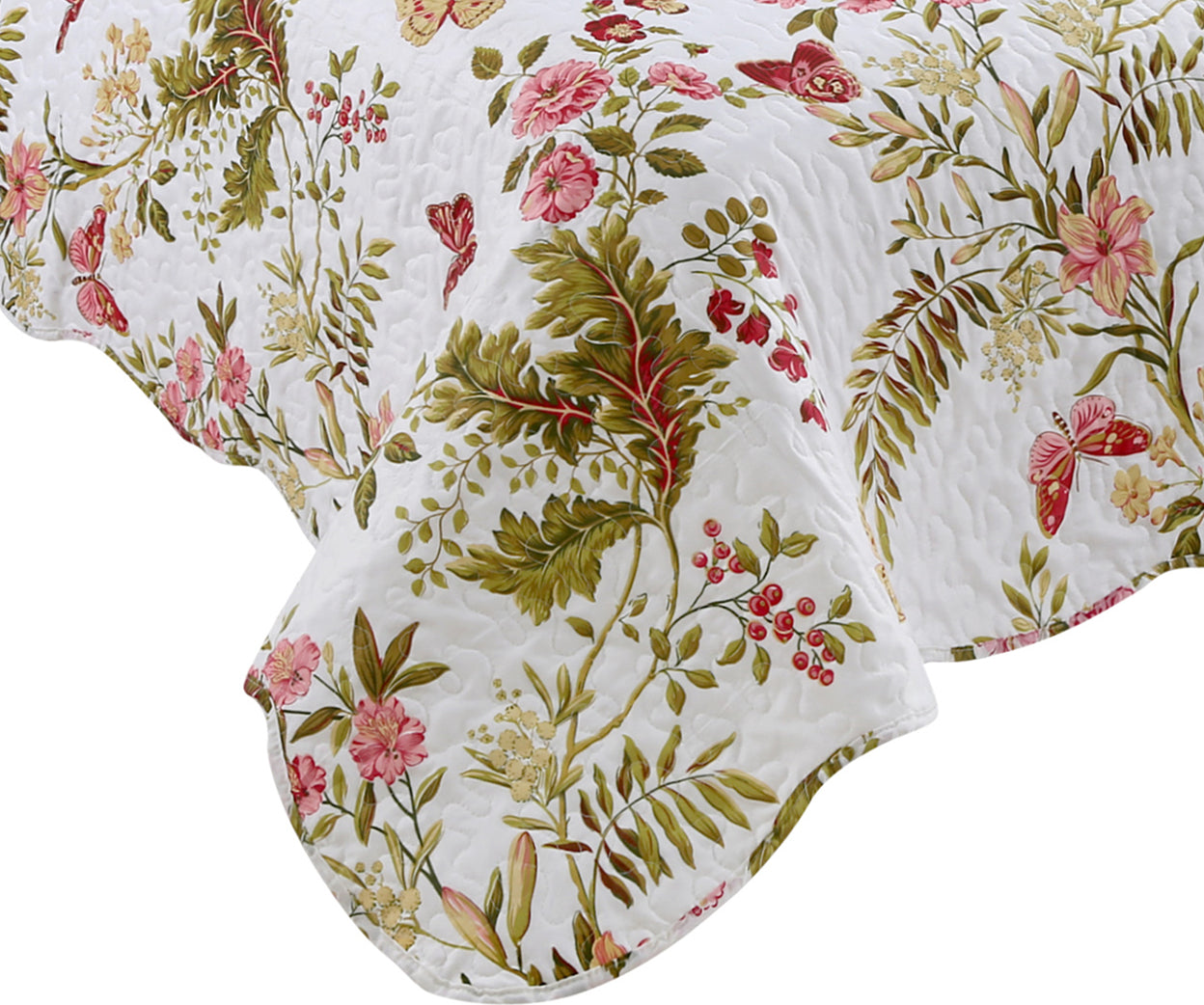 Printed Stitching Coverlet Bedspread Soft Bedding Summer Quilt Set, Butterfly and Flower