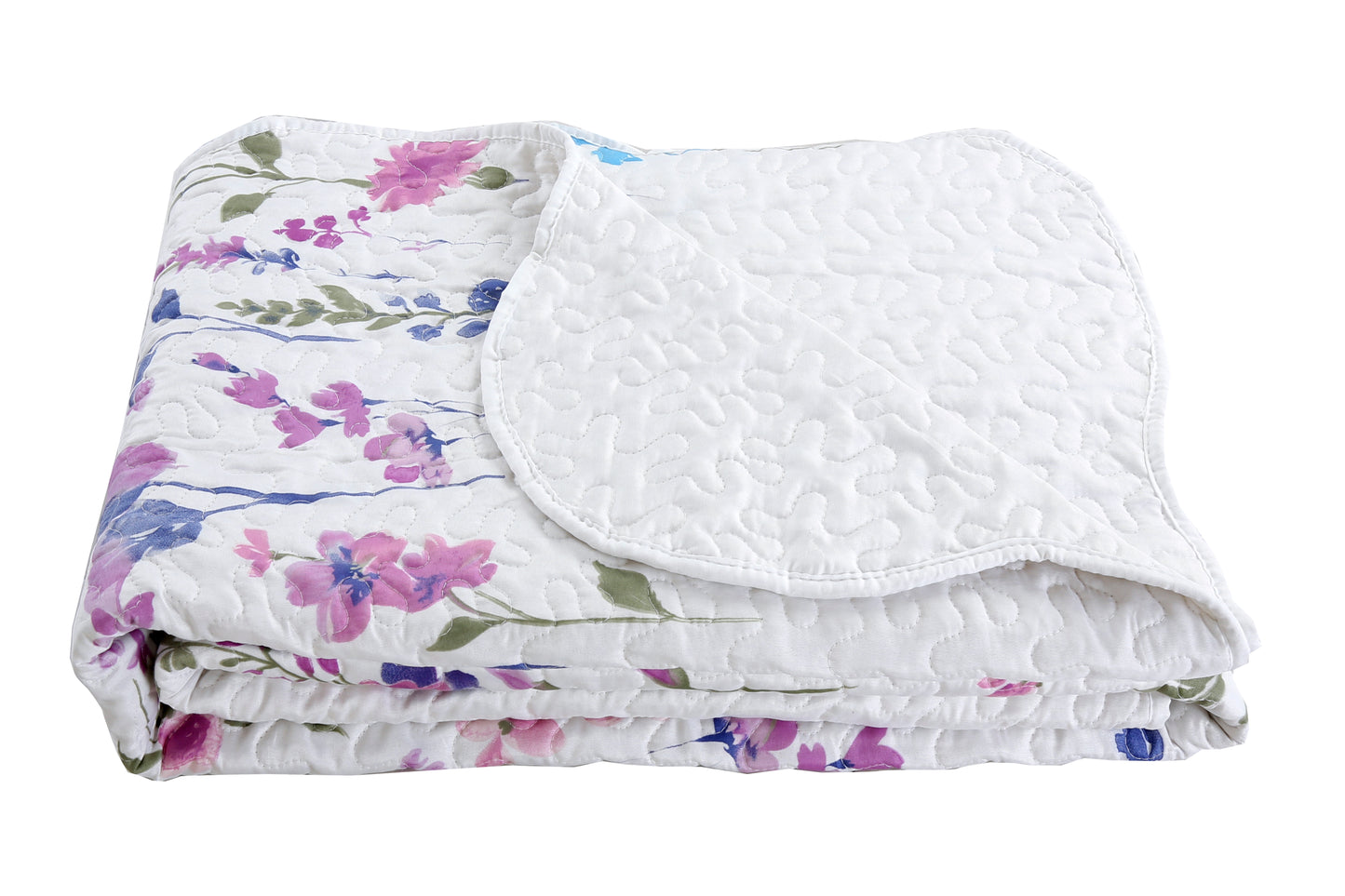 Printed Stitching Coverlet Bedspread Soft Bedding Summer Quilt Set, Colorful Floral Garden