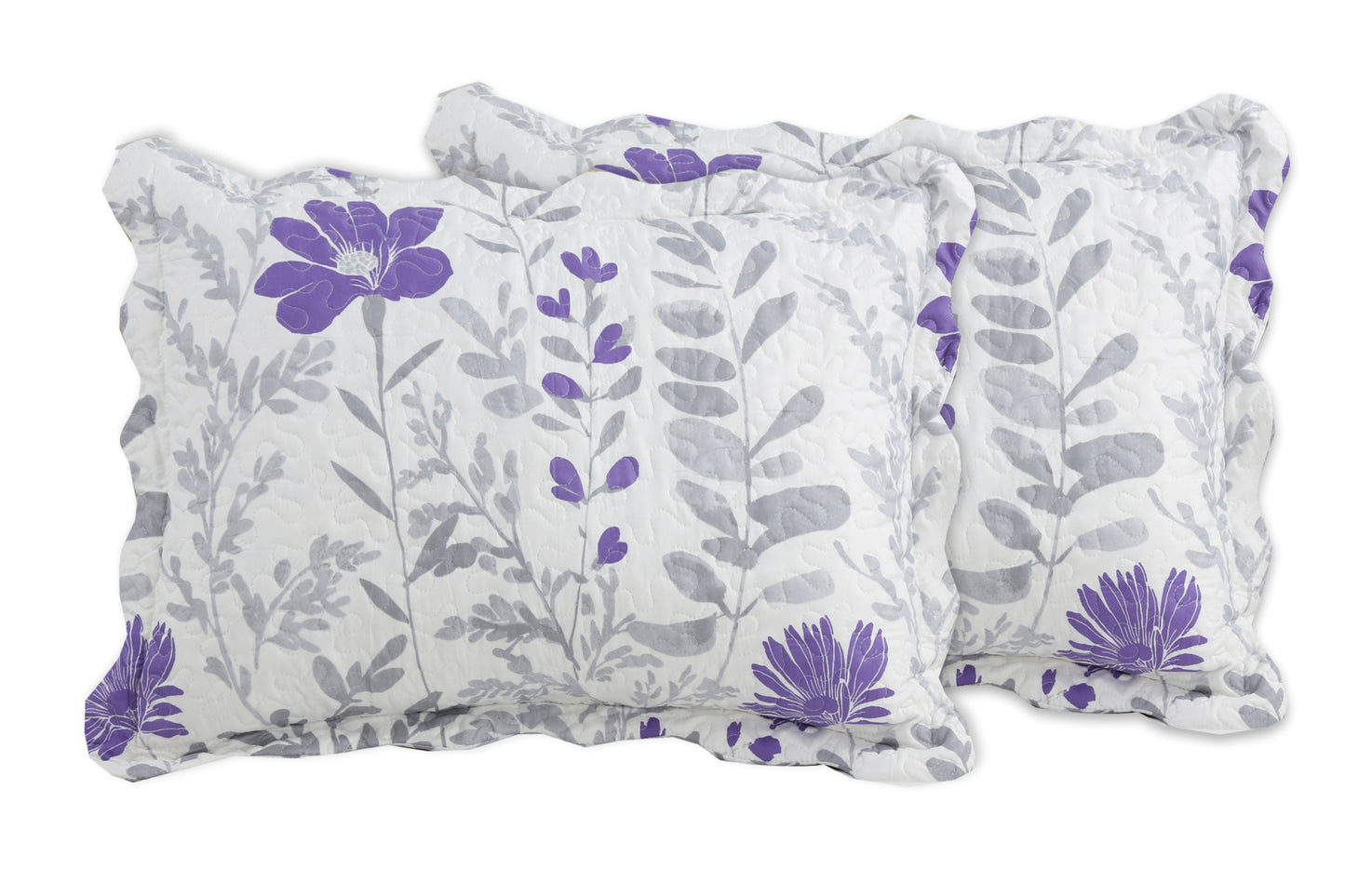 Printed Stitching Coverlet Bedspread Soft Bedding Summer Quilt Set, Modern Purple Floral