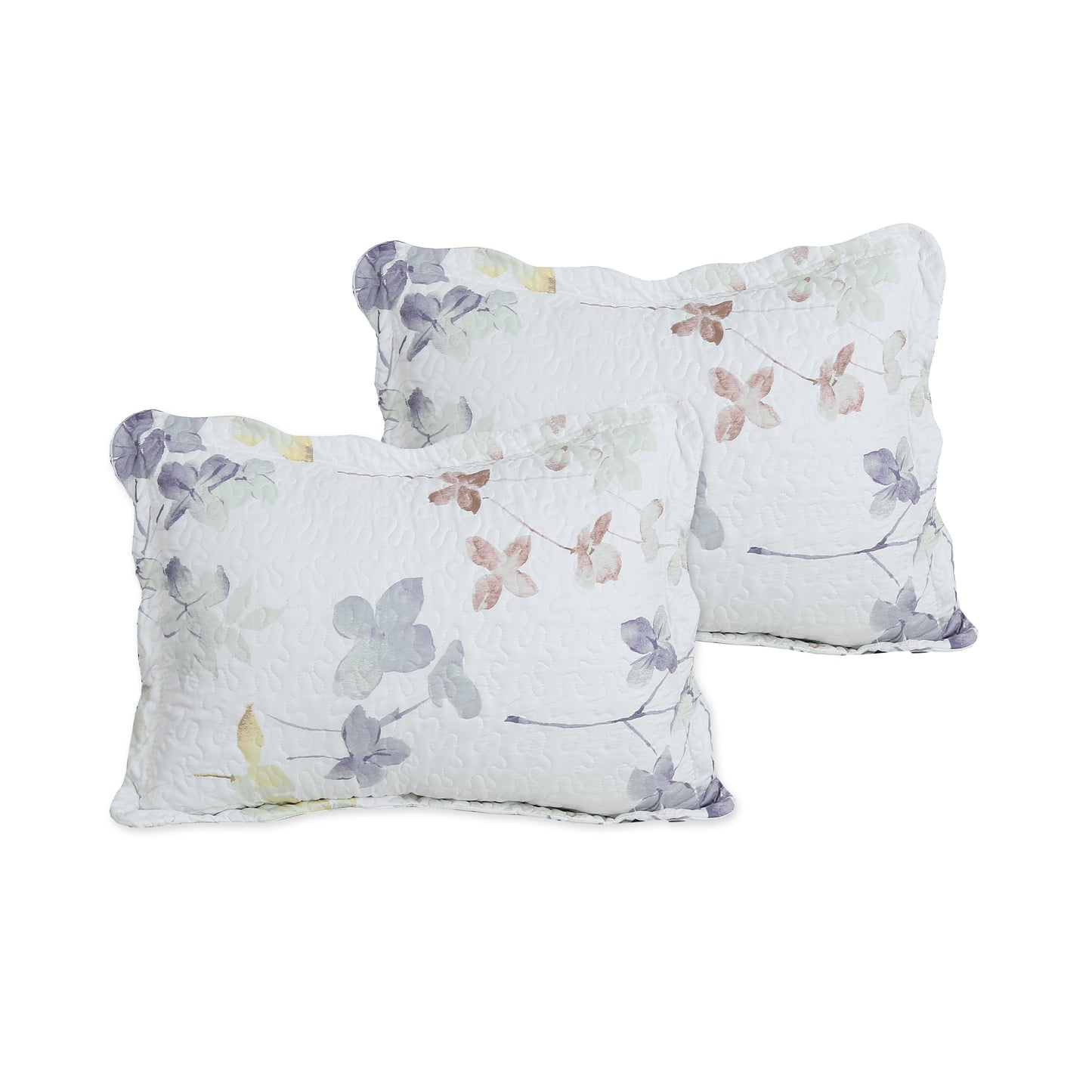 Printed Stitching Coverlet Bedspread Soft Bedding Summer Quilt Set, Modern Inkwash Colorful Floral