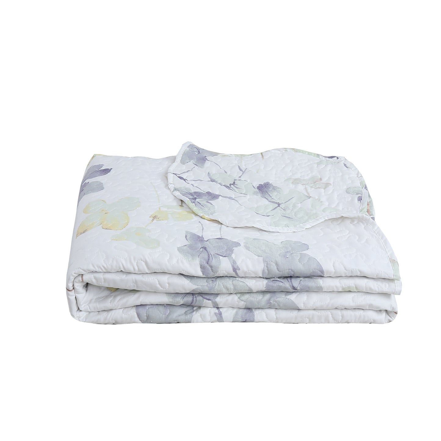Printed Stitching Coverlet Bedspread Soft Bedding Summer Quilt Set, Modern Inkwash Colorful Floral