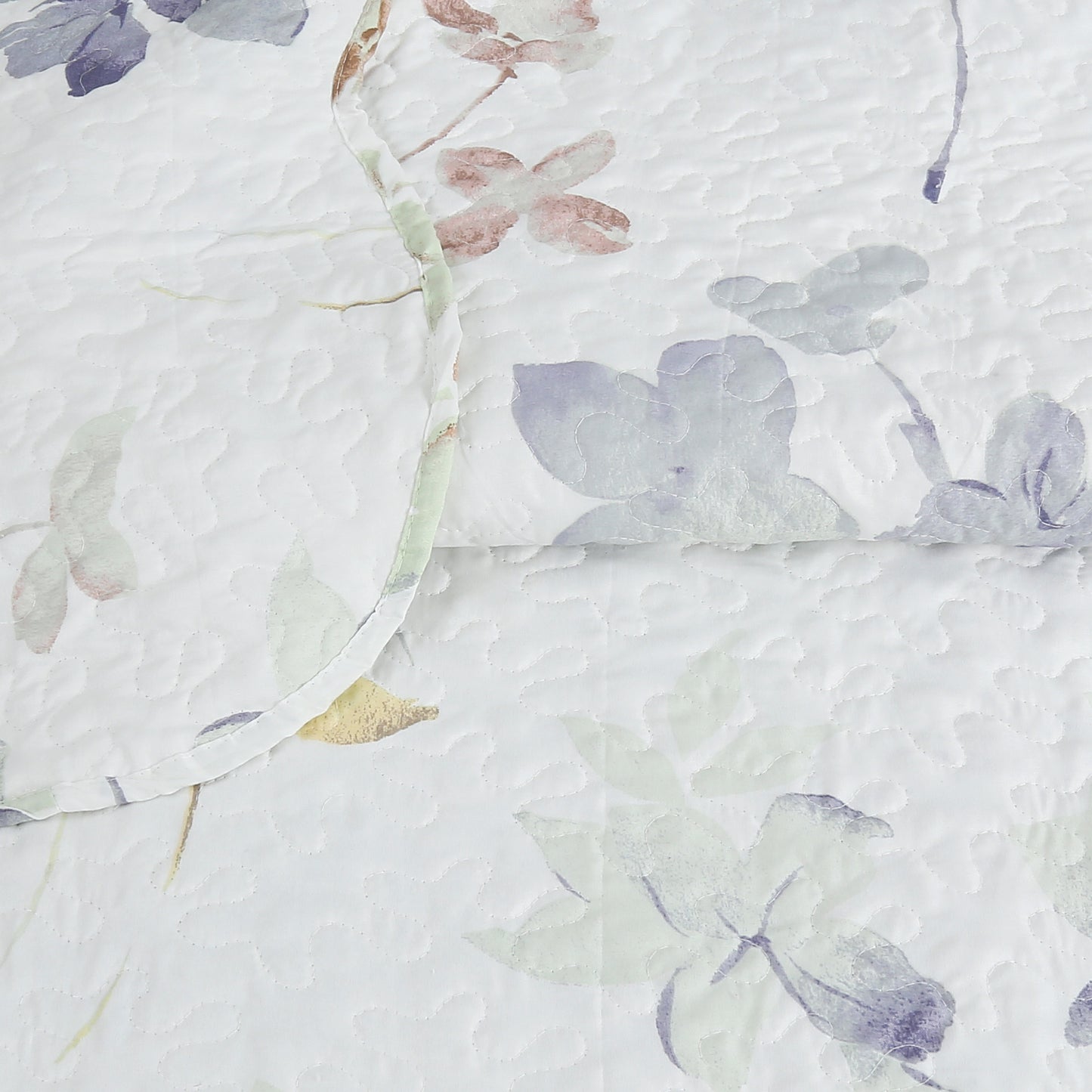 Printed Stitching Coverlet Bedspread Soft Bedding Summer Quilt Set, Modern Inkwash Colorful Floral