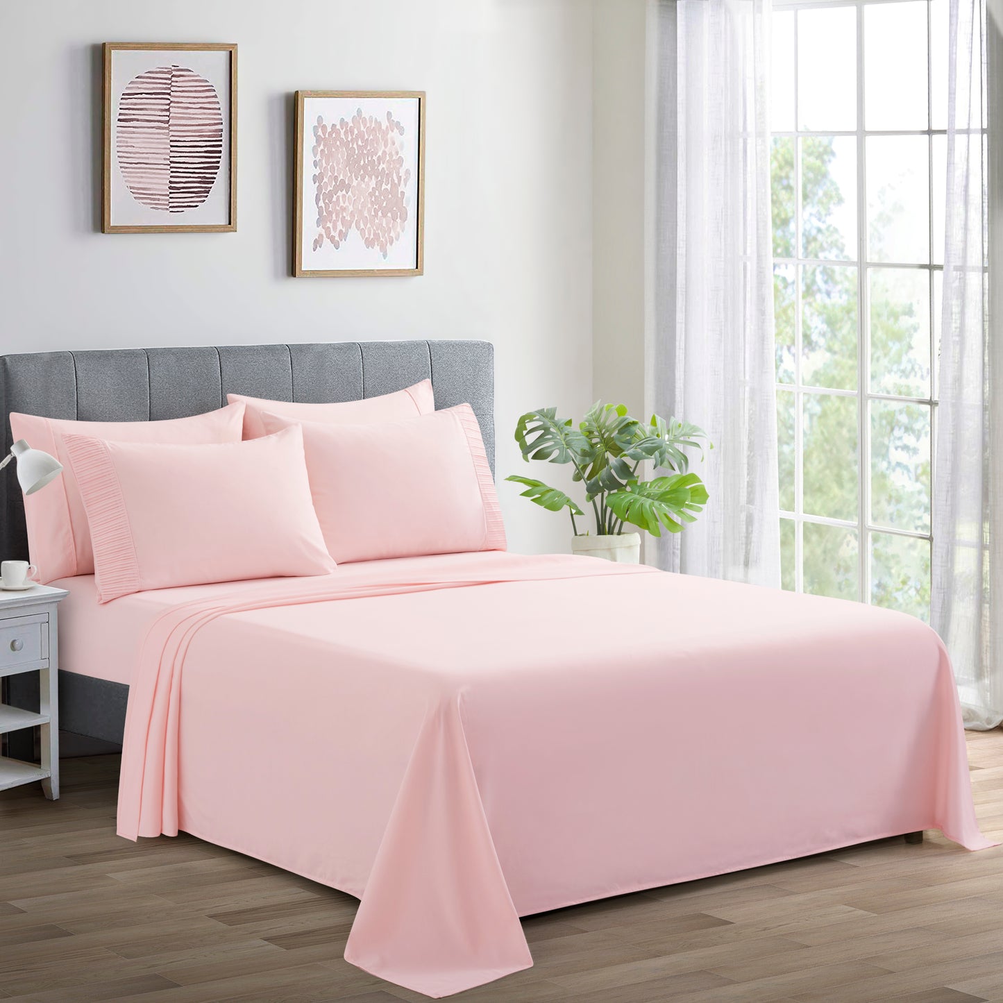 Solid Rayon from Bamboo Soft Silky Deep Pocket Bedding All Season Sheet Set, Pink
