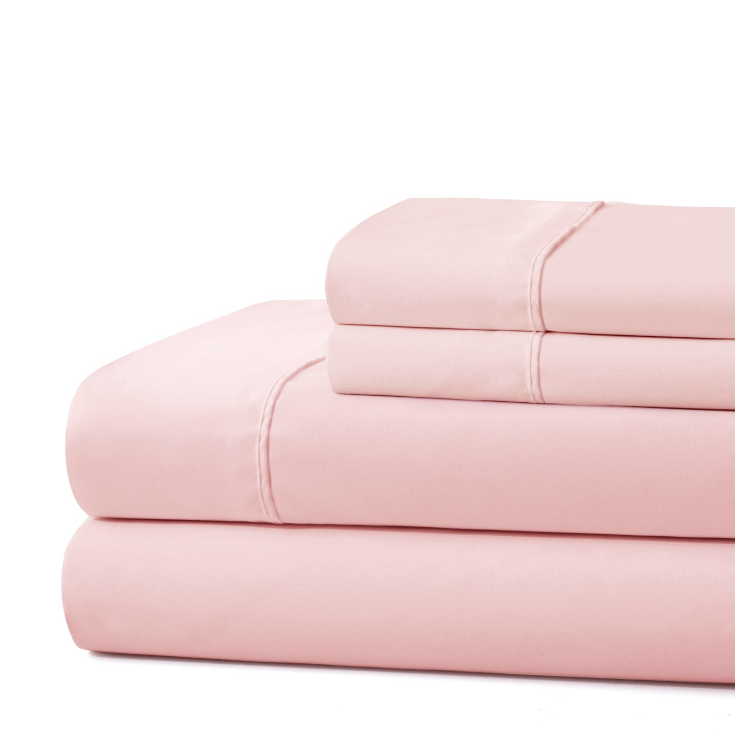 600 Thread Count Cotton Percale Soft Deep Pocket Solid Bedding All Season Sheet Set, Pink