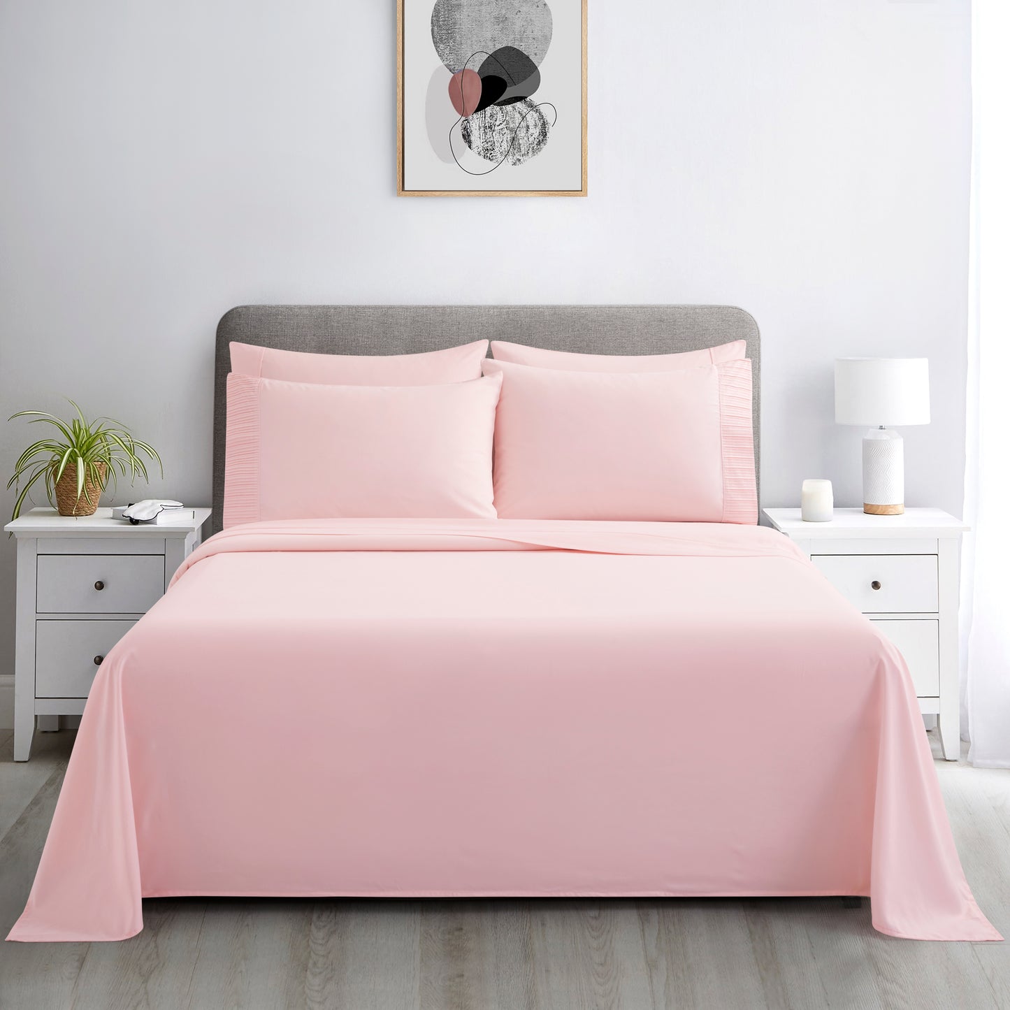 Solid Rayon from Bamboo Soft Silky Deep Pocket Bedding All Season Sheet Set, Pink