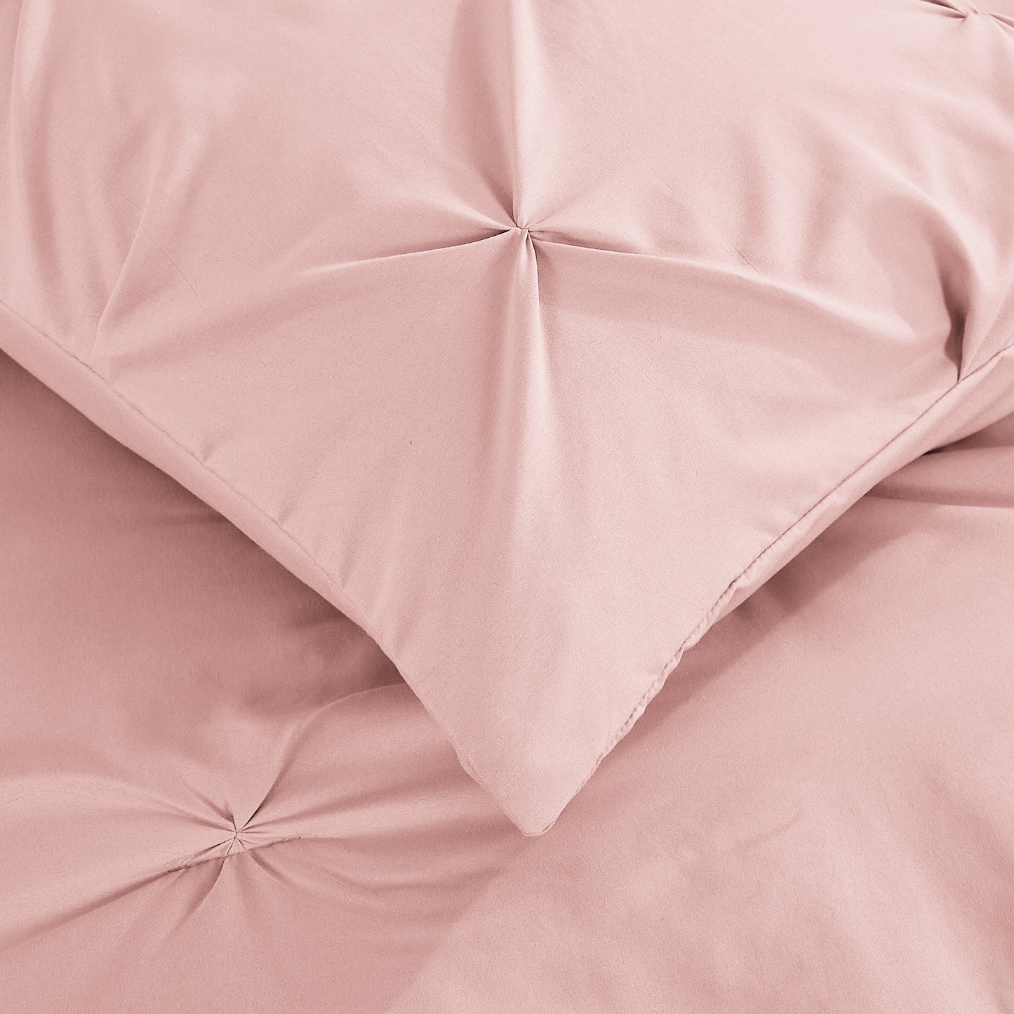 Pintuck Soft Luxury Fluffy Goose Down Alternative Solid Geometric Tufted Bedding Pinch Pleated Comforter Set, Pink Color