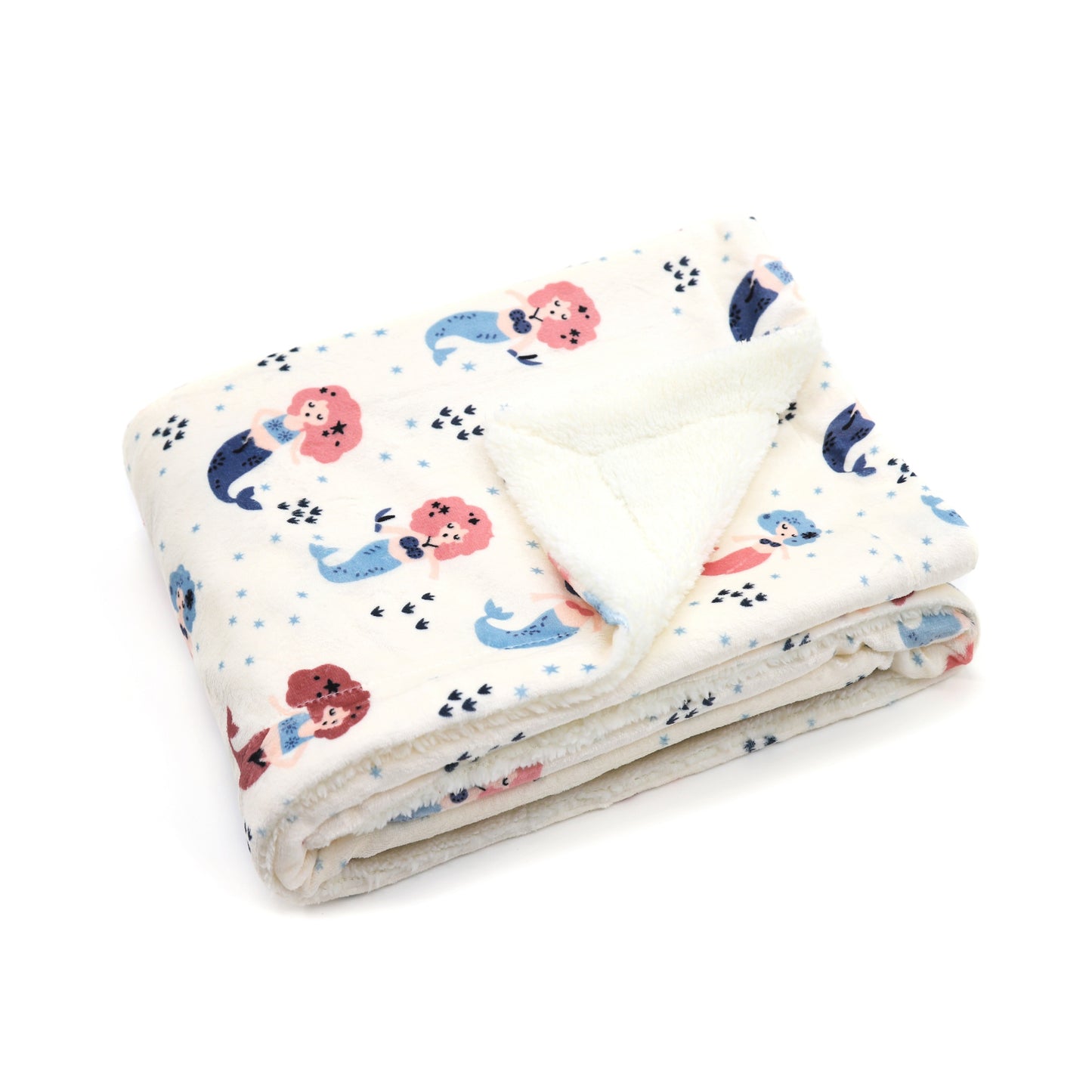 Kid Printed Fluffy Plush Soft Warm Flannel Fleece Children Throw Sherpa Kids Blanket, 40" x 50" Pink Mermaid