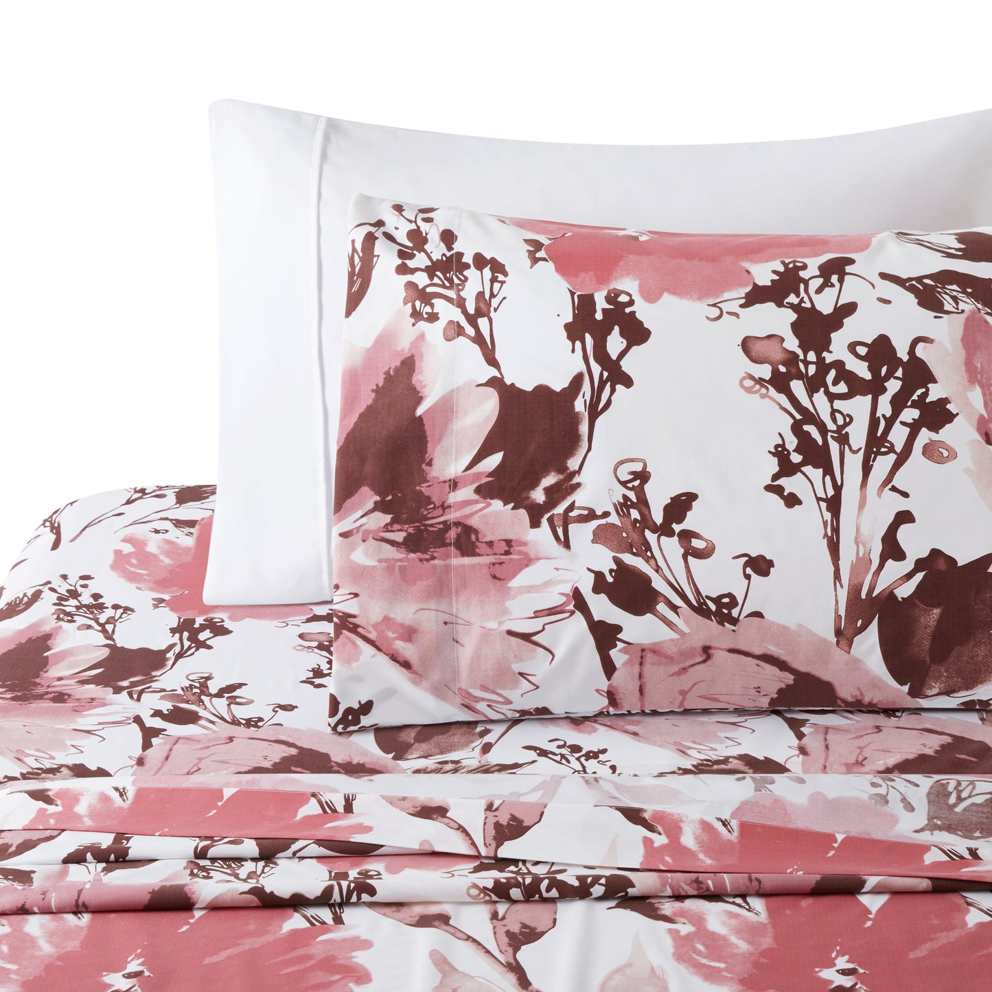 Printed Rayon from Bamboo Soft Deep Pocket Bedding All Season Sheet Set, Pink Red Floral