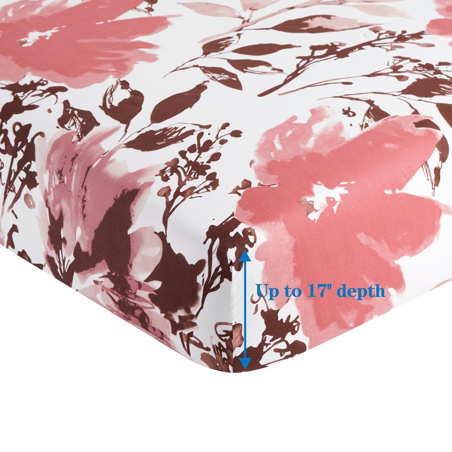 Printed Rayon from Bamboo Soft Deep Pocket Bedding All Season Sheet Set, Pink Red Floral