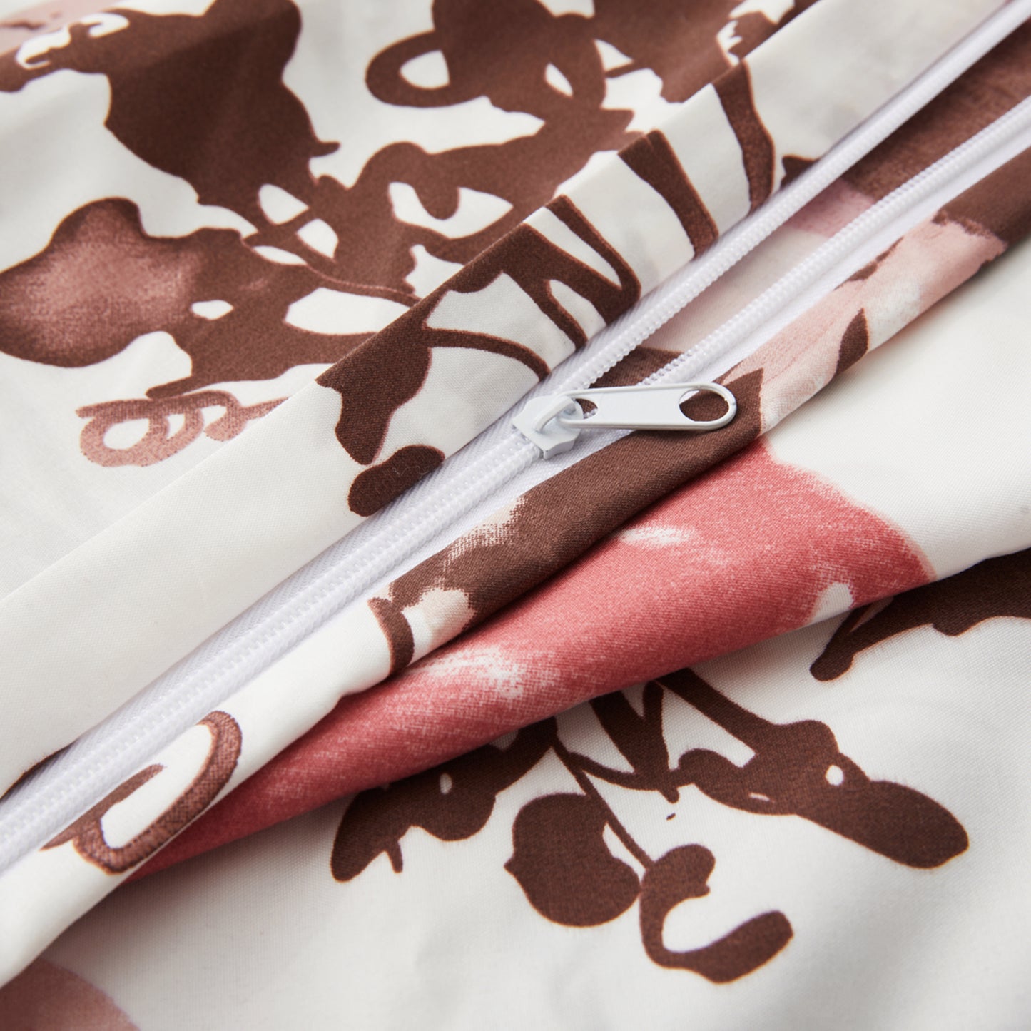 Printed Rayon from Bamboo Soft Bedding Silky Zipper All Season Duvet Cover Set, Pink Red Floral
