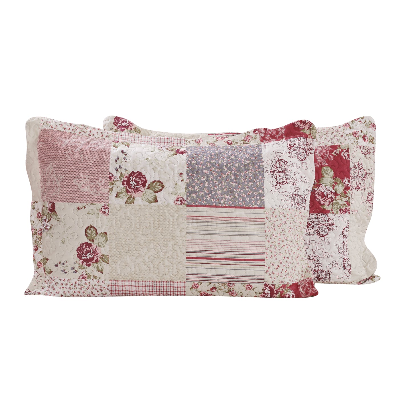 Printed Embossed Pinsonic Soft Bedding Summer Quilt Set, Floral Plaid