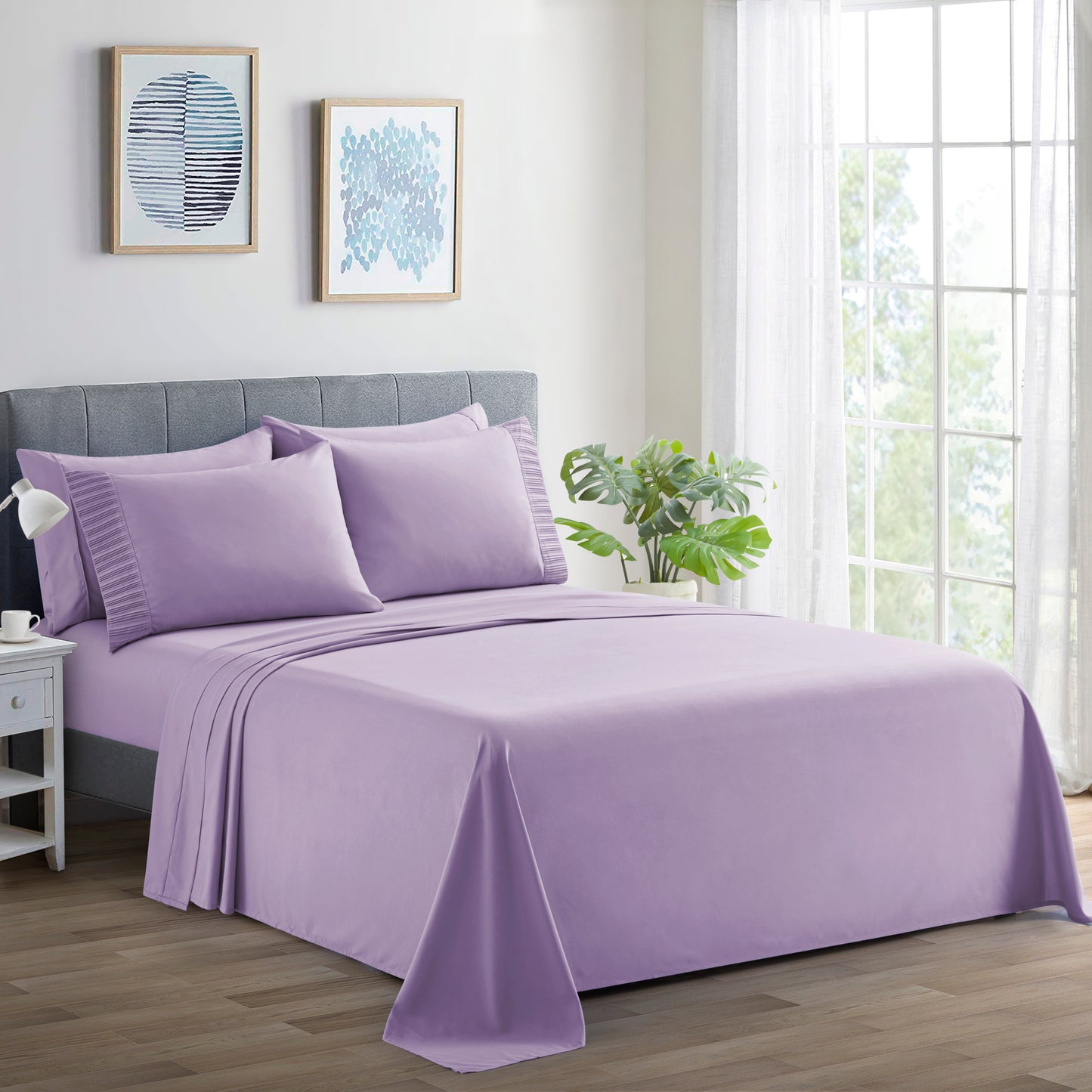 Solid Rayon from Bamboo Soft Silky Deep Pocket Bedding All Season Sheet Set, Purple