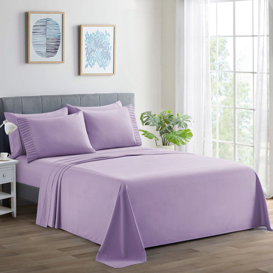 Solid Rayon from Bamboo Soft Silky Deep Pocket Bedding All Season Sheet Set, Purple
