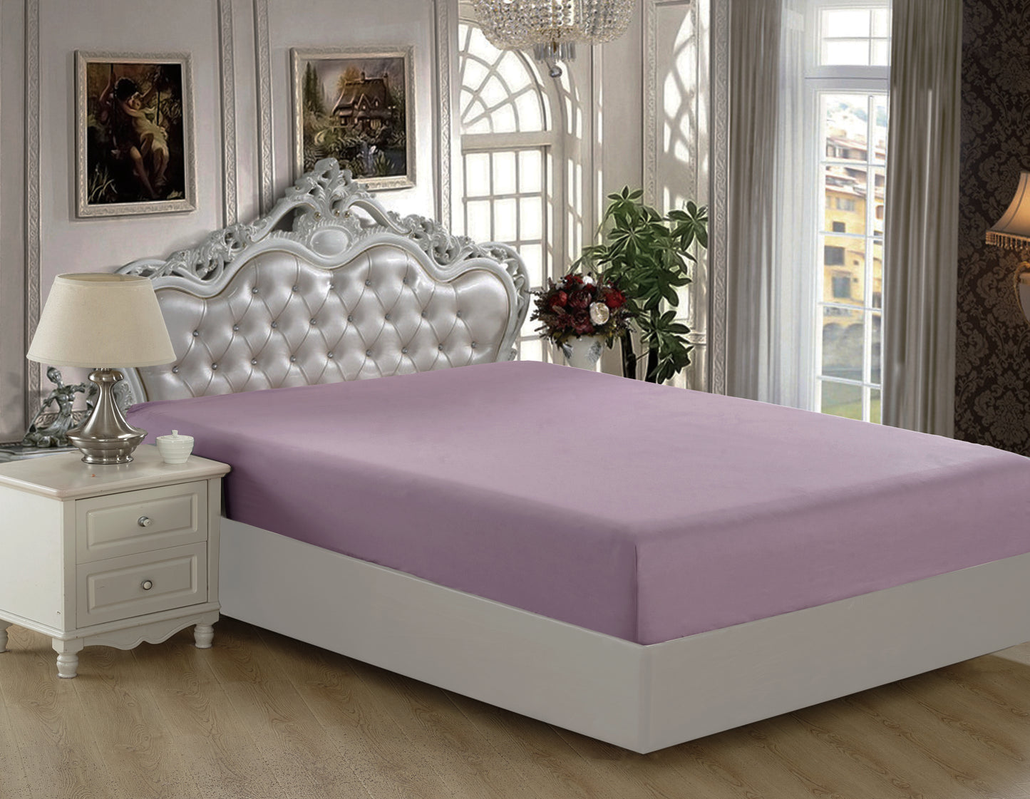 Solid Rayon from Bamboo Soft Silky Deep Pocket All Season Bedding Wrinkle Free Fitted Sheet, Purple