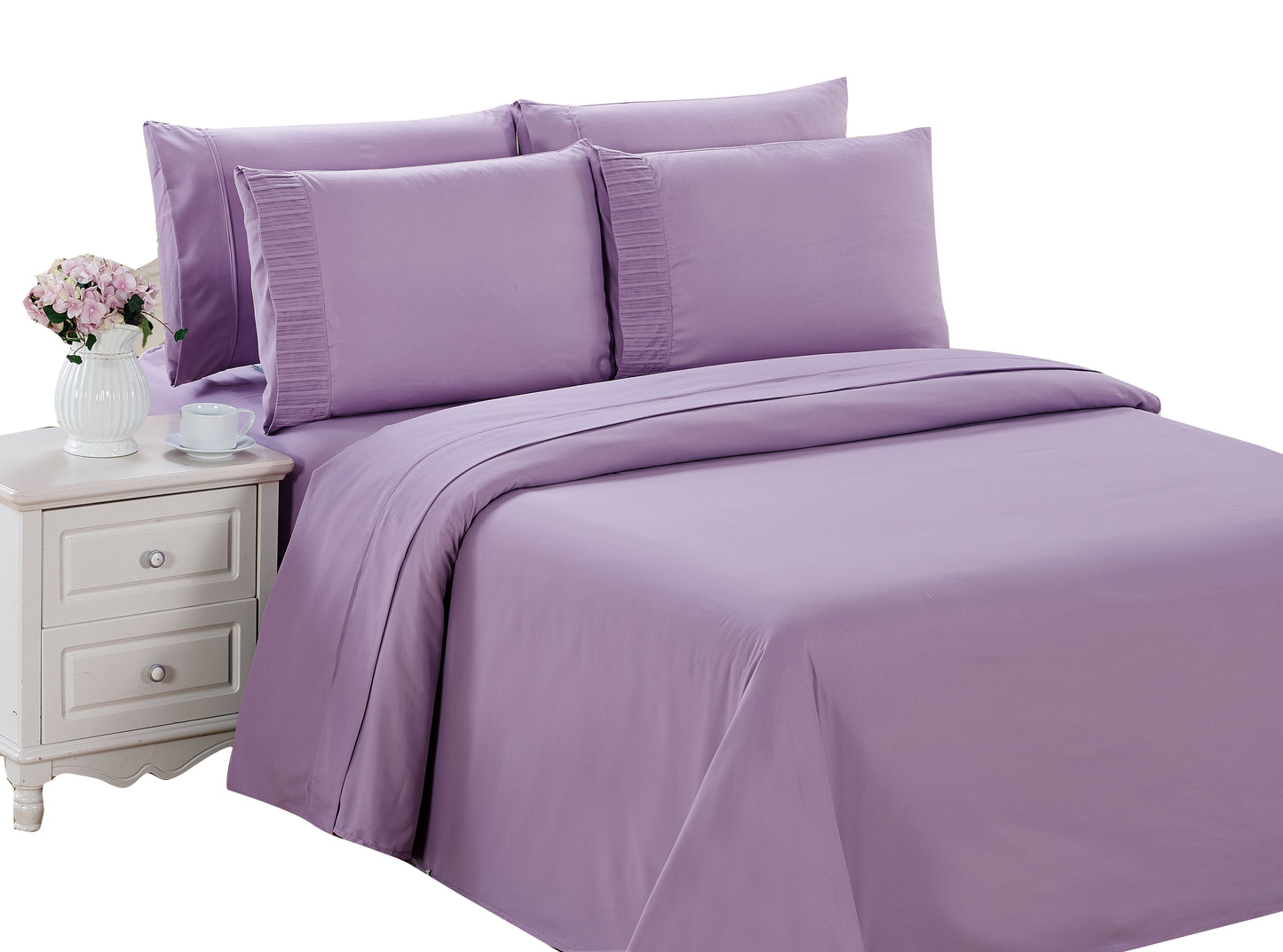 Solid Rayon from Bamboo Soft Bedding Silky Zipper All Season Duvet Cover Set, Purple