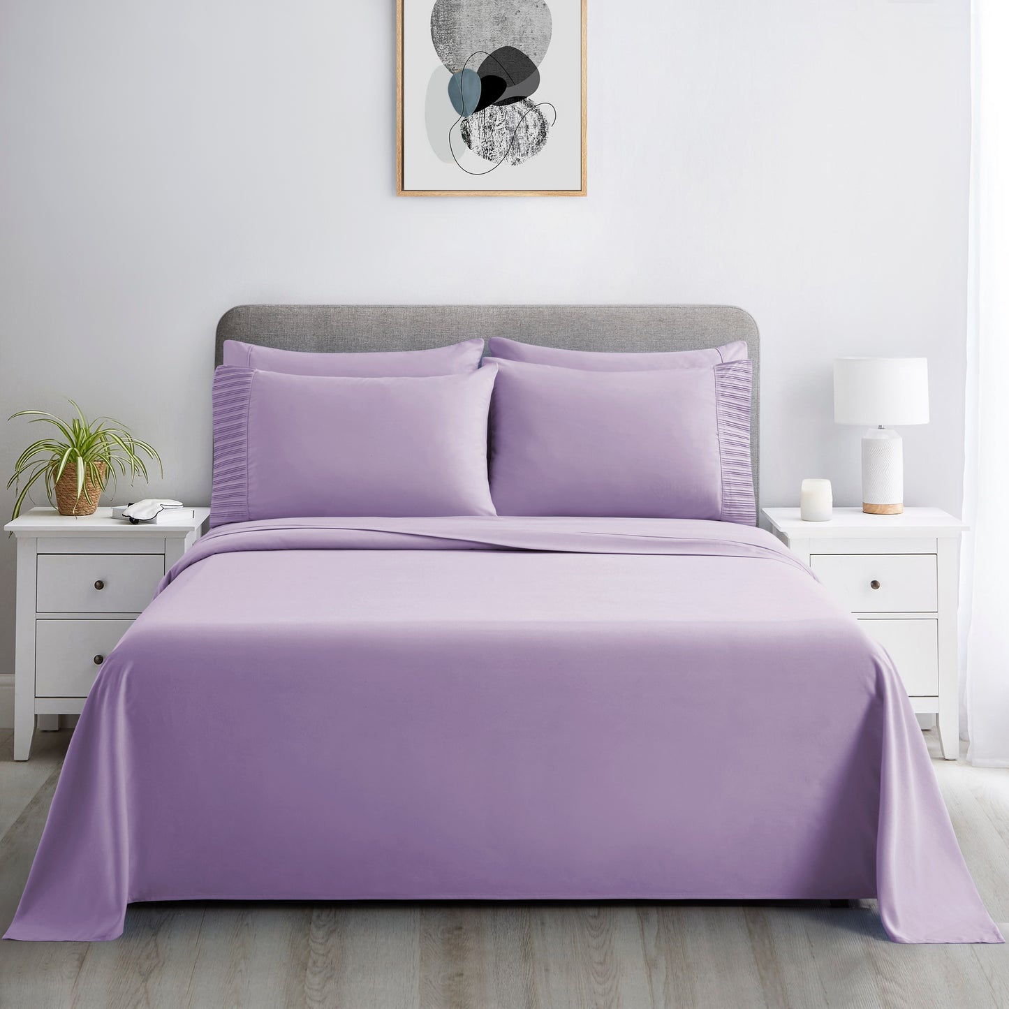 Solid Rayon from Bamboo Soft Silky Deep Pocket Bedding All Season Sheet Set, Purple
