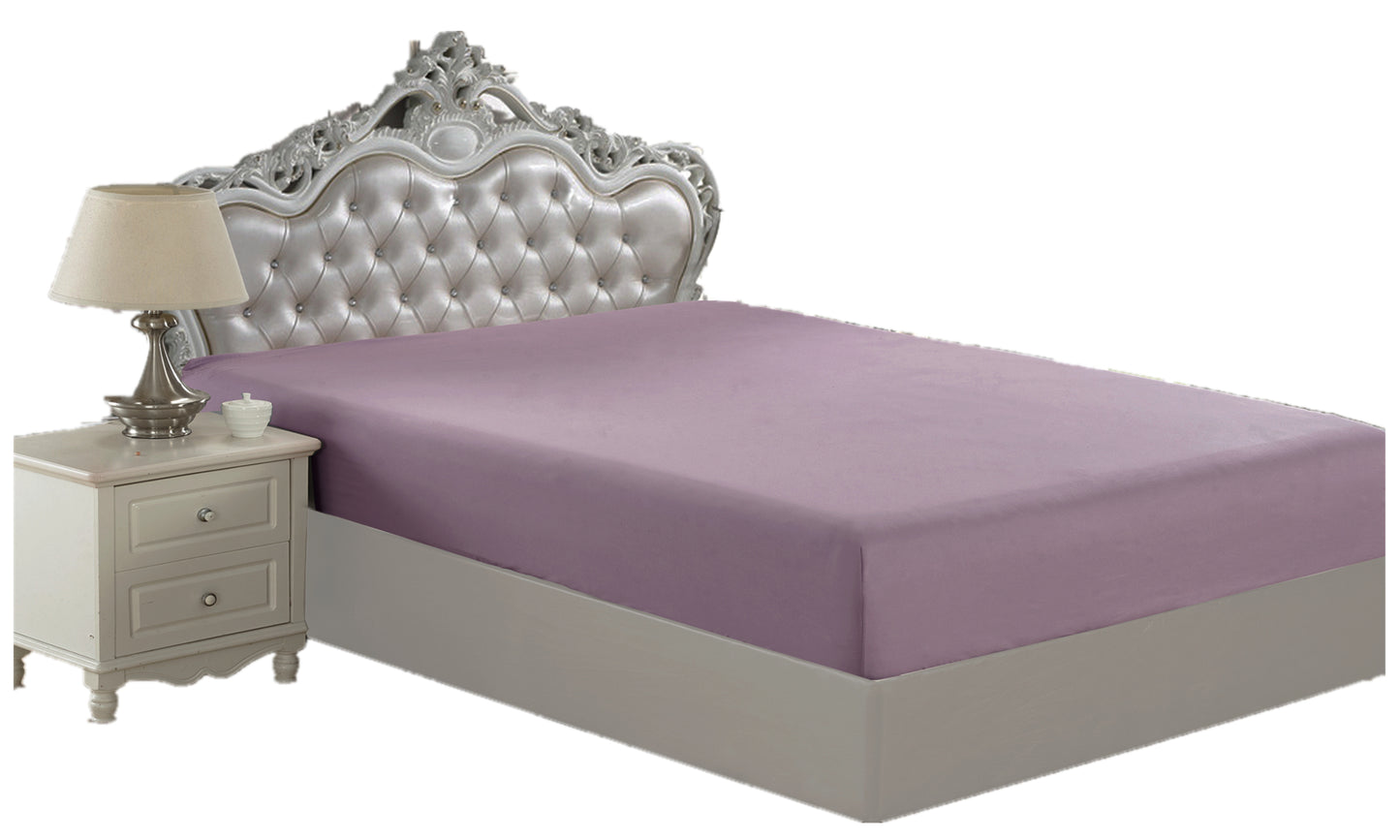 Solid Rayon from Bamboo Soft Silky Deep Pocket All Season Bedding Wrinkle Free Fitted Sheet, Purple