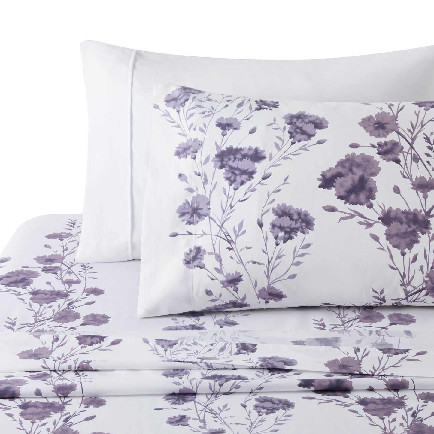Printed Rayon from Bamboo Soft Deep Pocket Bedding All Season Sheet Set, Purple Carnation Floral