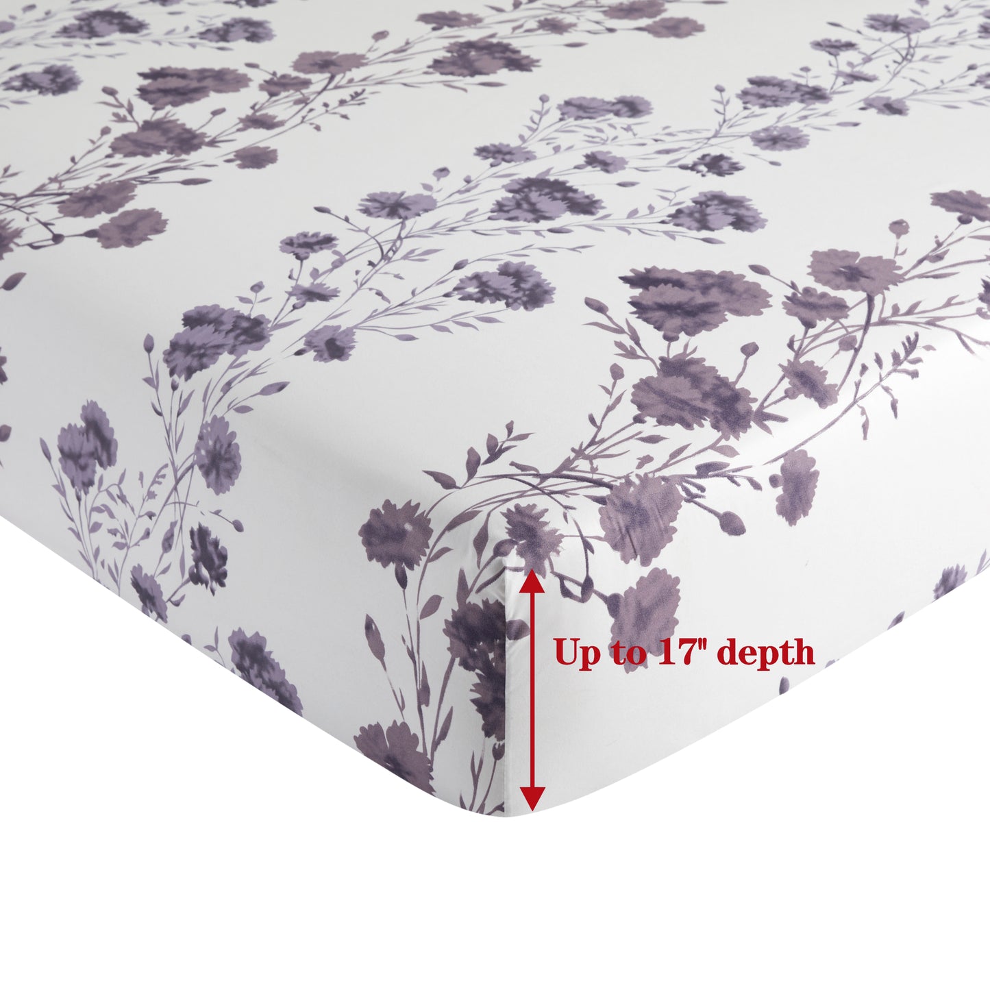 Printed Rayon from Bamboo Soft Deep Pocket Bedding All Season Sheet Set, Purple Carnation Floral