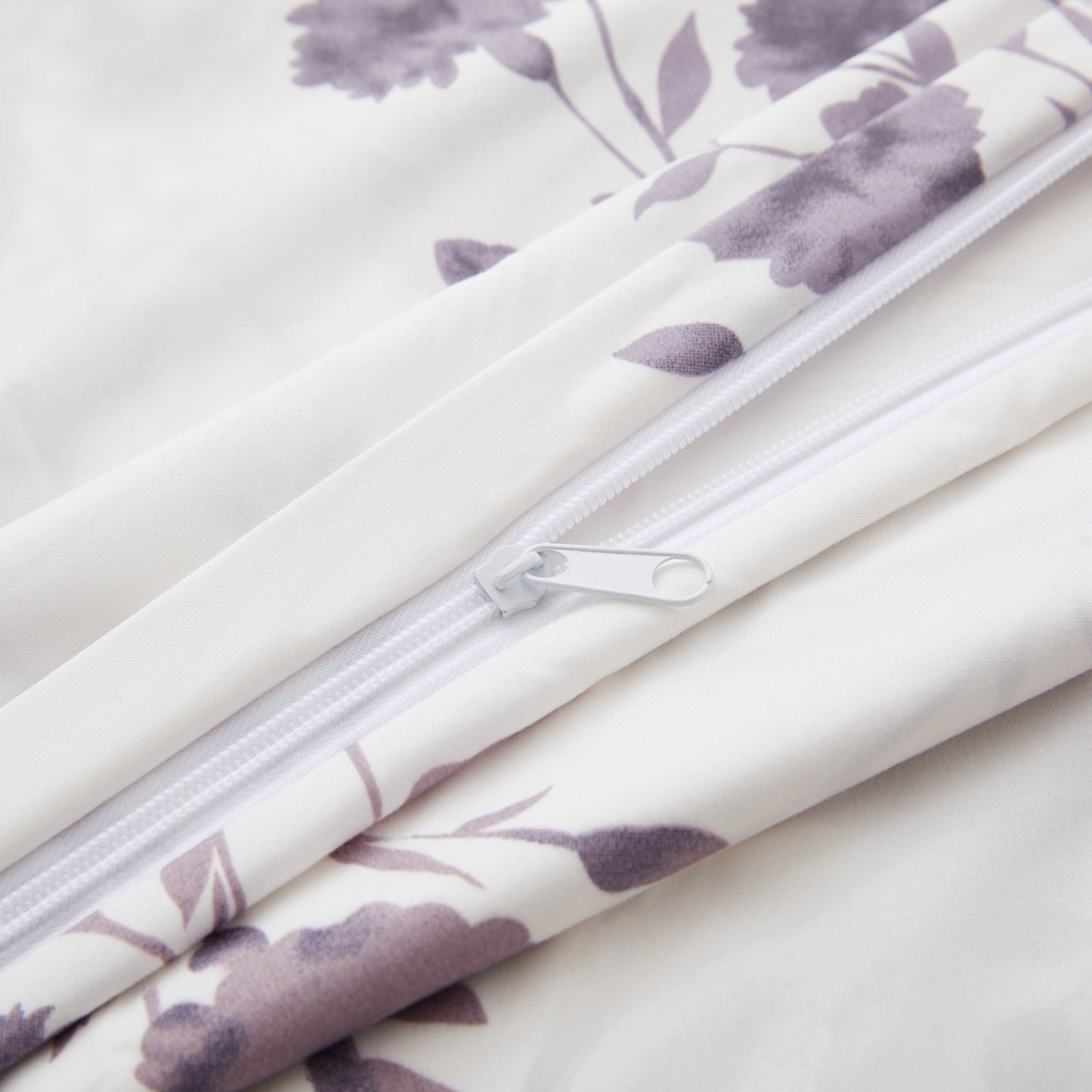 Printed Rayon from Bamboo Soft Bedding Silky Zipper All Season Duvet Cover Set, Purple Carnation Floral