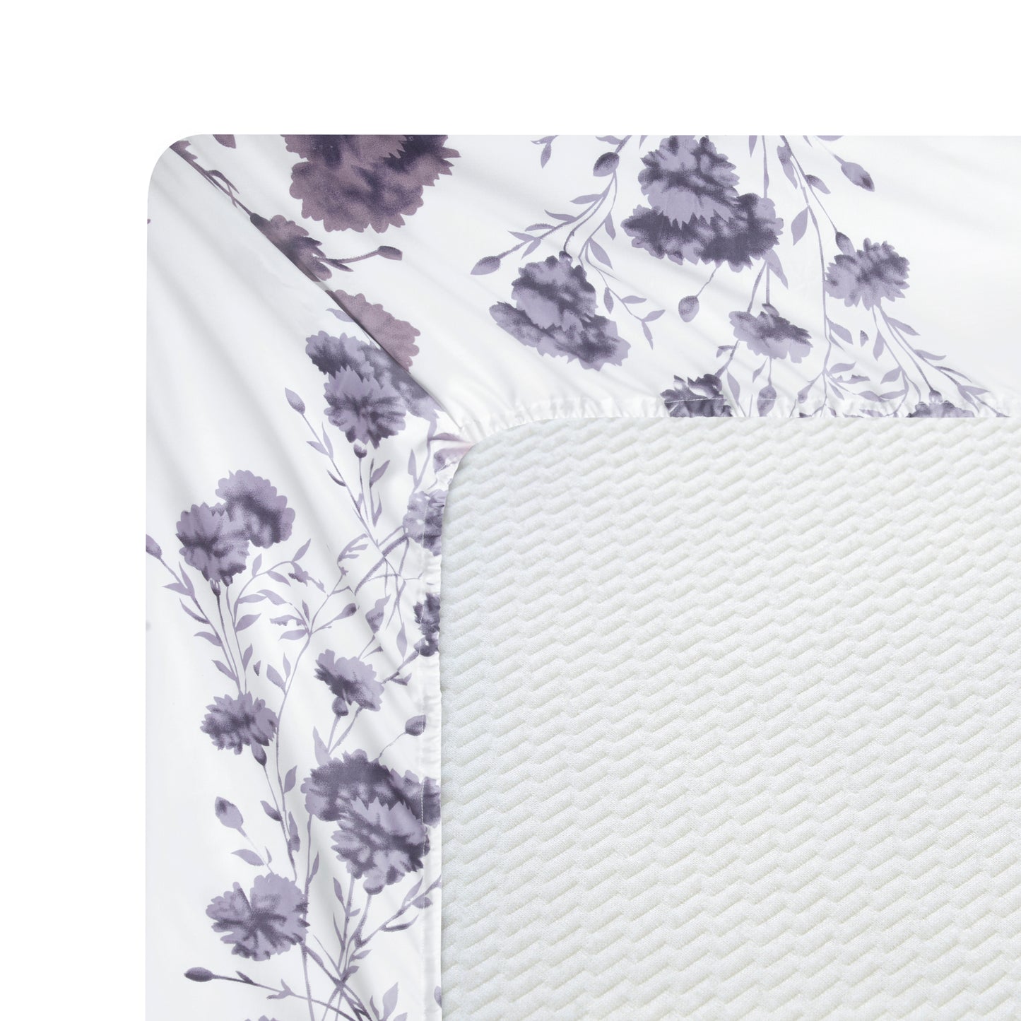 Printed Rayon from Bamboo Soft Deep Pocket Bedding All Season Sheet Set, Purple Carnation Floral