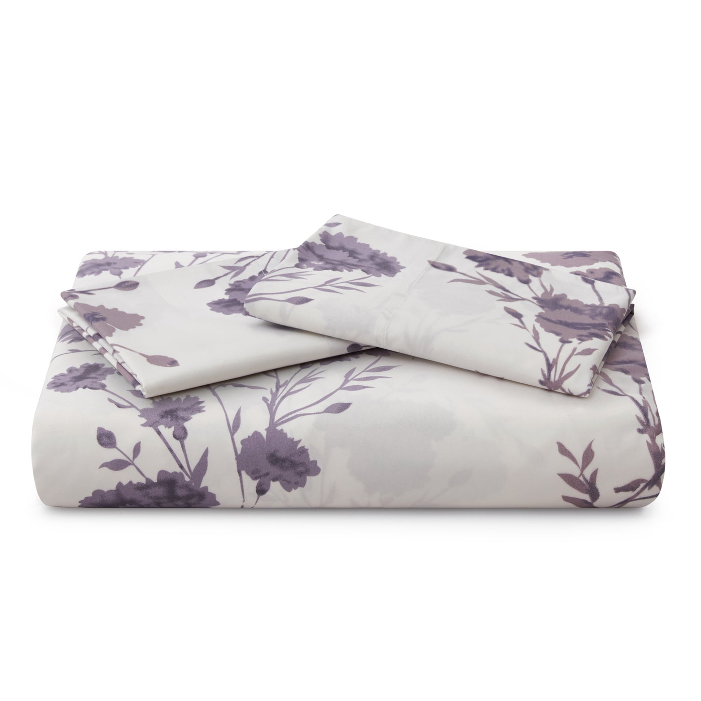 Printed Rayon from Bamboo Soft Bedding Silky Zipper All Season Duvet Cover Set, Purple Carnation Floral