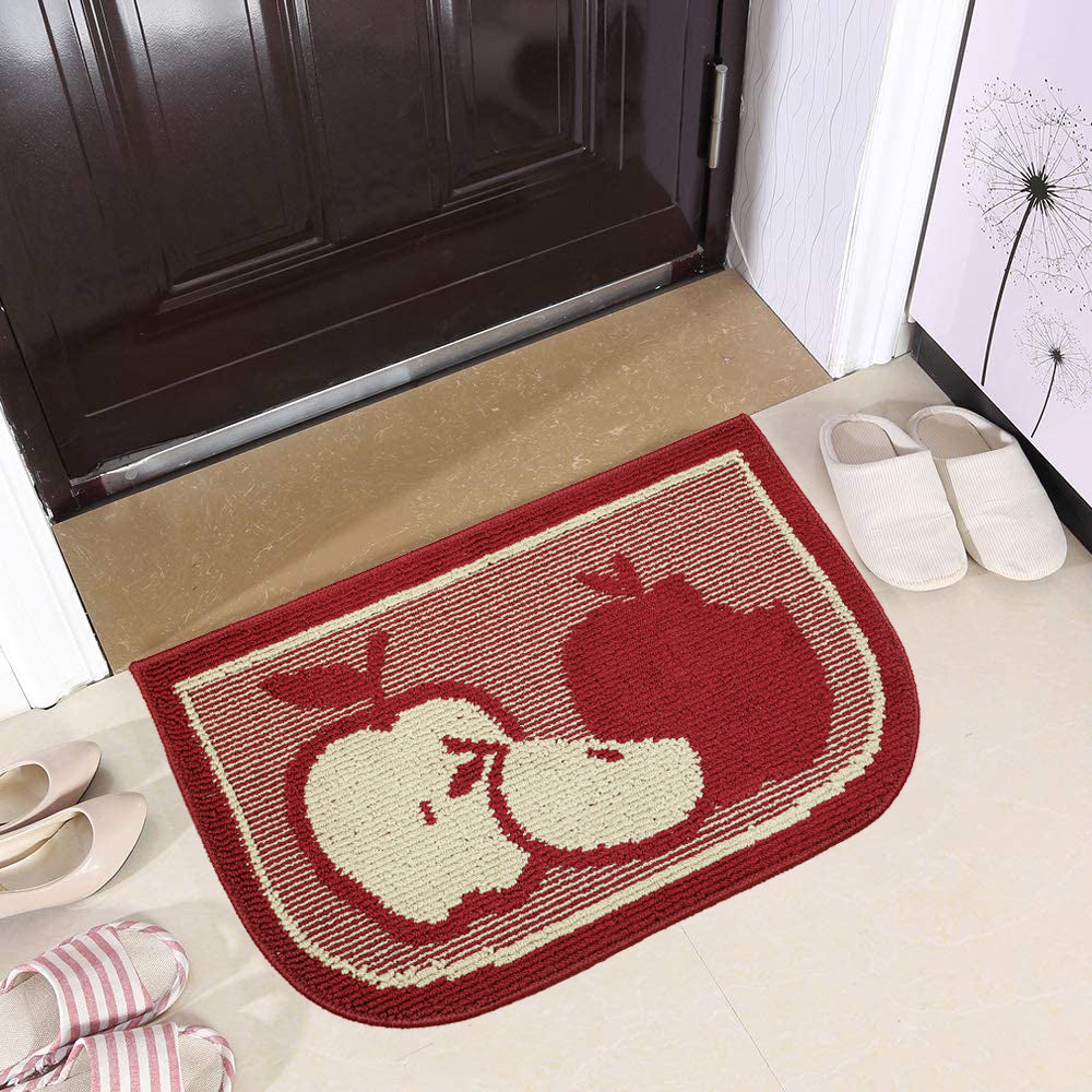 Decor Non-Slip Back Water Absorbent Soft Woven Runner Area Carpet Floor Mat Indoor Kitchen Rug, Red Apple Design