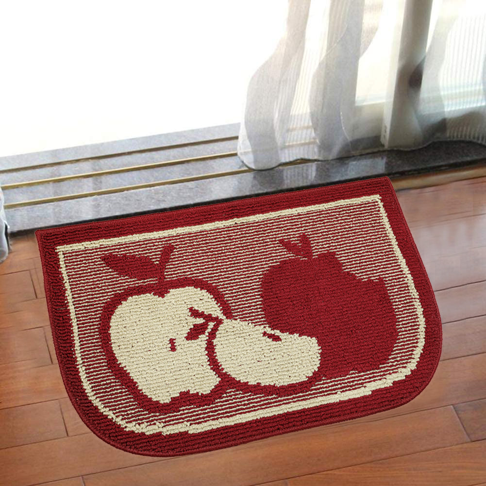 Decor Non-Slip Back Water Absorbent Soft Woven Runner Area Carpet Floor Mat Indoor Kitchen Rug, Red Apple Design