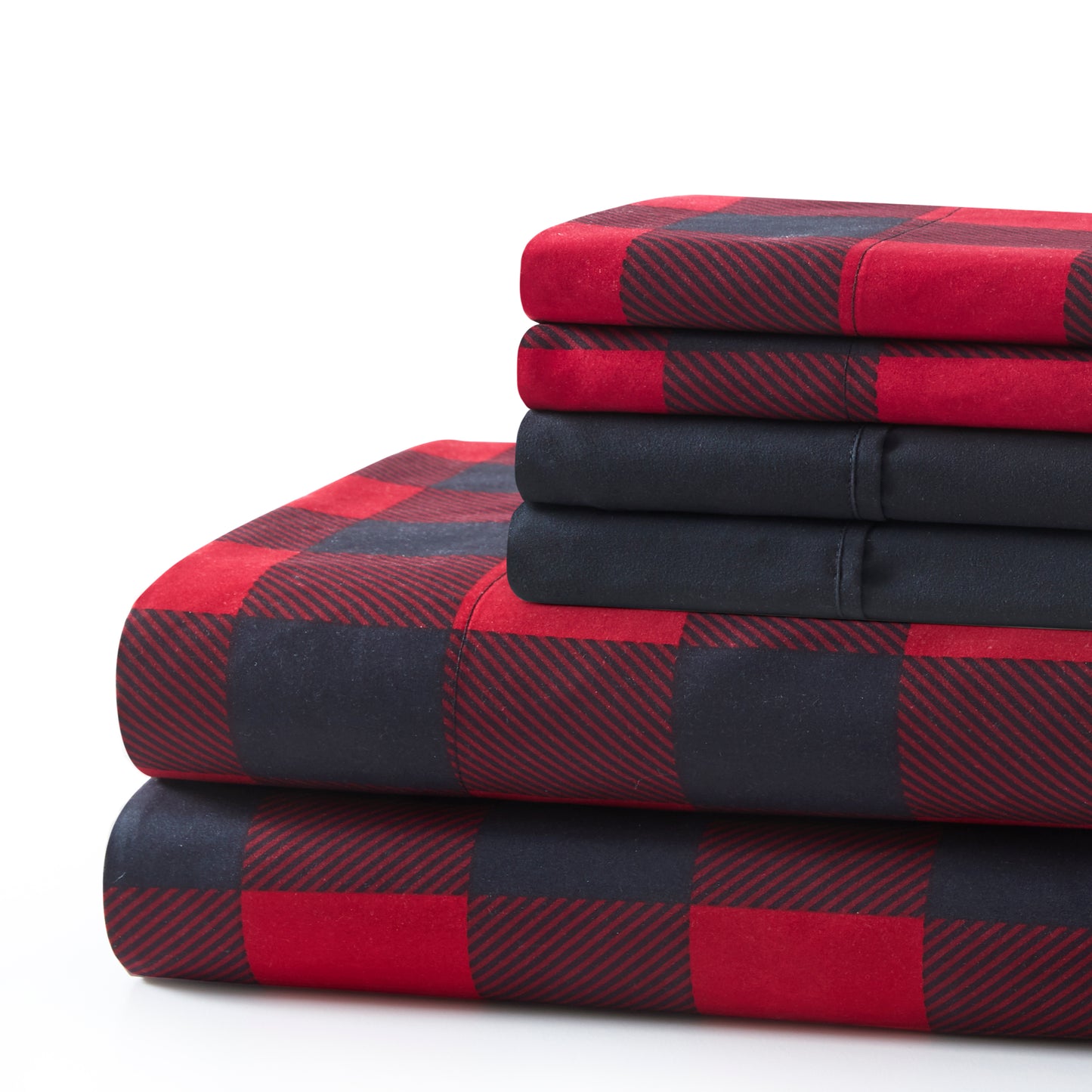 Printed Rayon from Bamboo Soft Deep Pocket Bedding All Season Sheet Set, Red Black Plaid