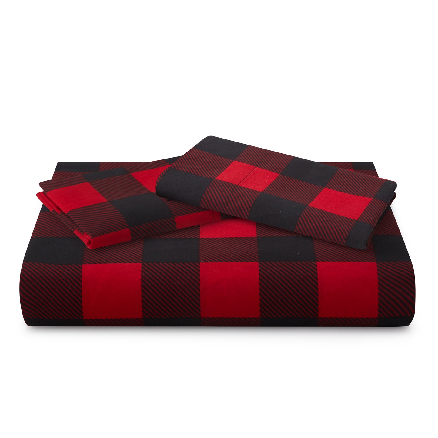 Printed Rayon from Bamboo Soft All Season Duvet Cover Fitted Sheet Ensemble Bedding Set with Zipper and Corner Tie, Red Black Plaid
