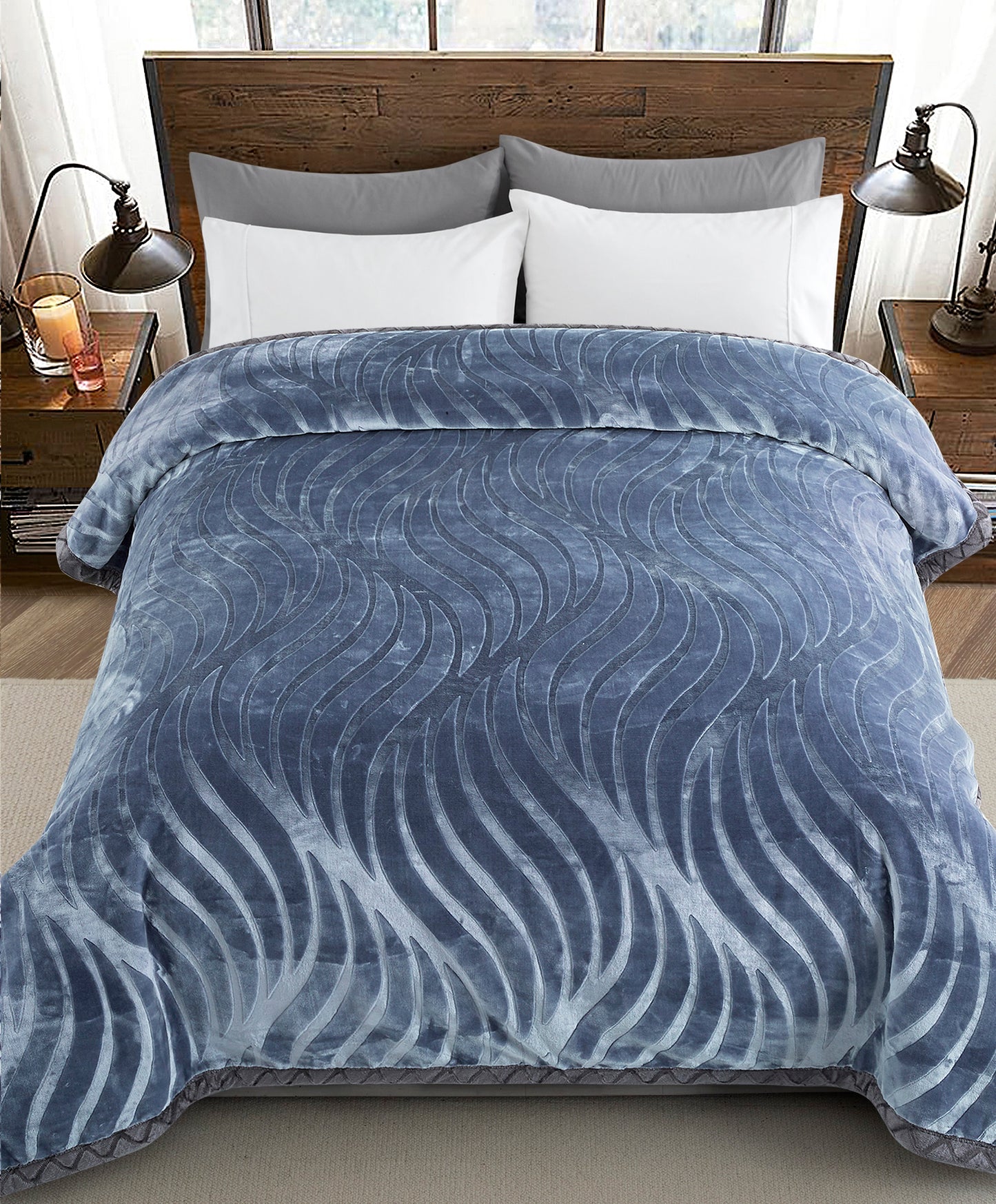 Printed Reversible Woven Fluffy Plush Soft Warm Korean Style 2 Ply Flannel Fleece Throw Animal Mink Blanket, 86" x 94" Red Peony