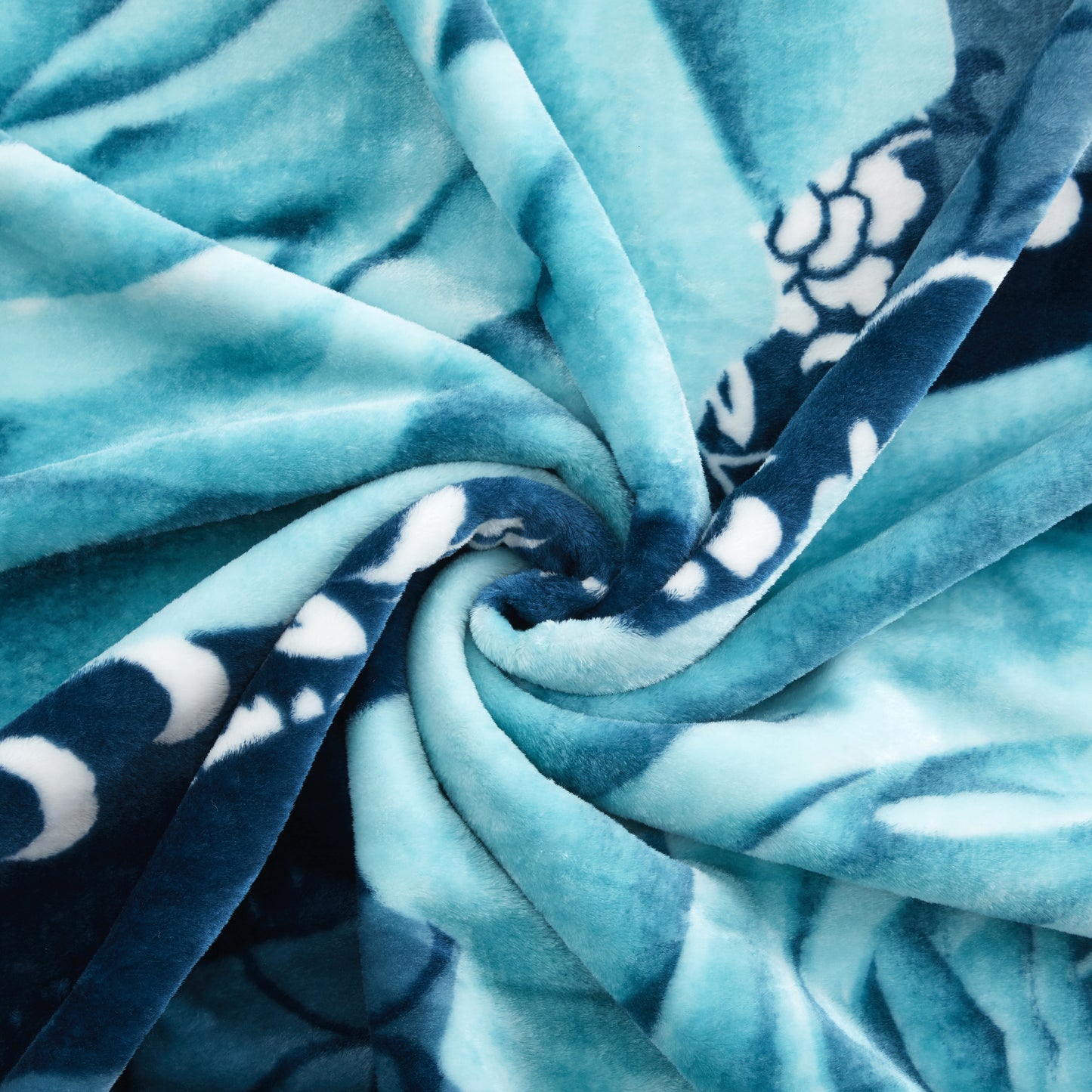 Printed Reversible Woven Fluffy Plush Soft Warm Korean Style 2 Ply Flannel Fleece Throw Mink Blanket, 78" x 86" Red Peony Turquoise Rose Floral