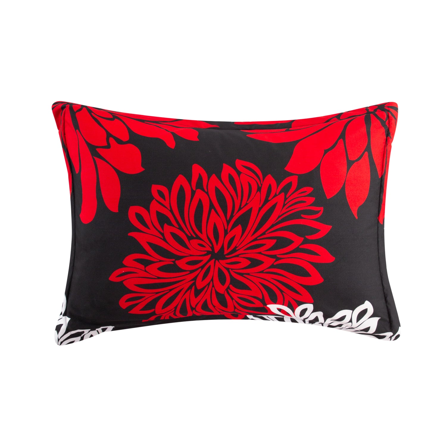 Home Decor Soft Luxury Fluffy Goose Down Alternative Bedding Printed Comforter Set, Modern Red White Floral Black