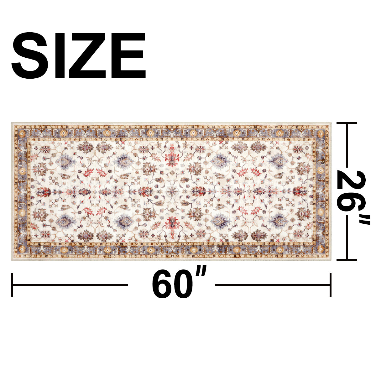 Decor Non-Slip Back Soft Runner Area Carpet Floor Area Rug Indoor Accent Decorative Mat, Elegant Ivory Floral and Leaves