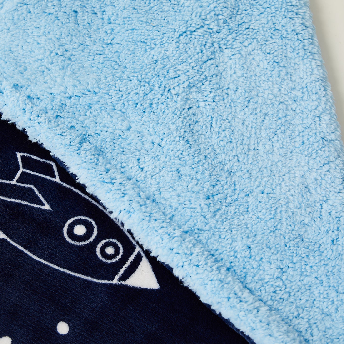 Kid Printed Fluffy Plush Soft Warm Flannel Fleece Children Throw Sherpa Kids Blanket, 30" x 40" Rockets and Stars with Navy Blue