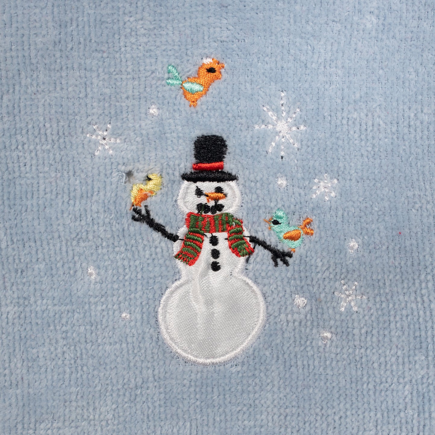 Premium Luxury Xmas Decor Soft 100% Cotton Embroidered Bathroom Christmas 3 Piece Towel Set, Blue Color Snowman