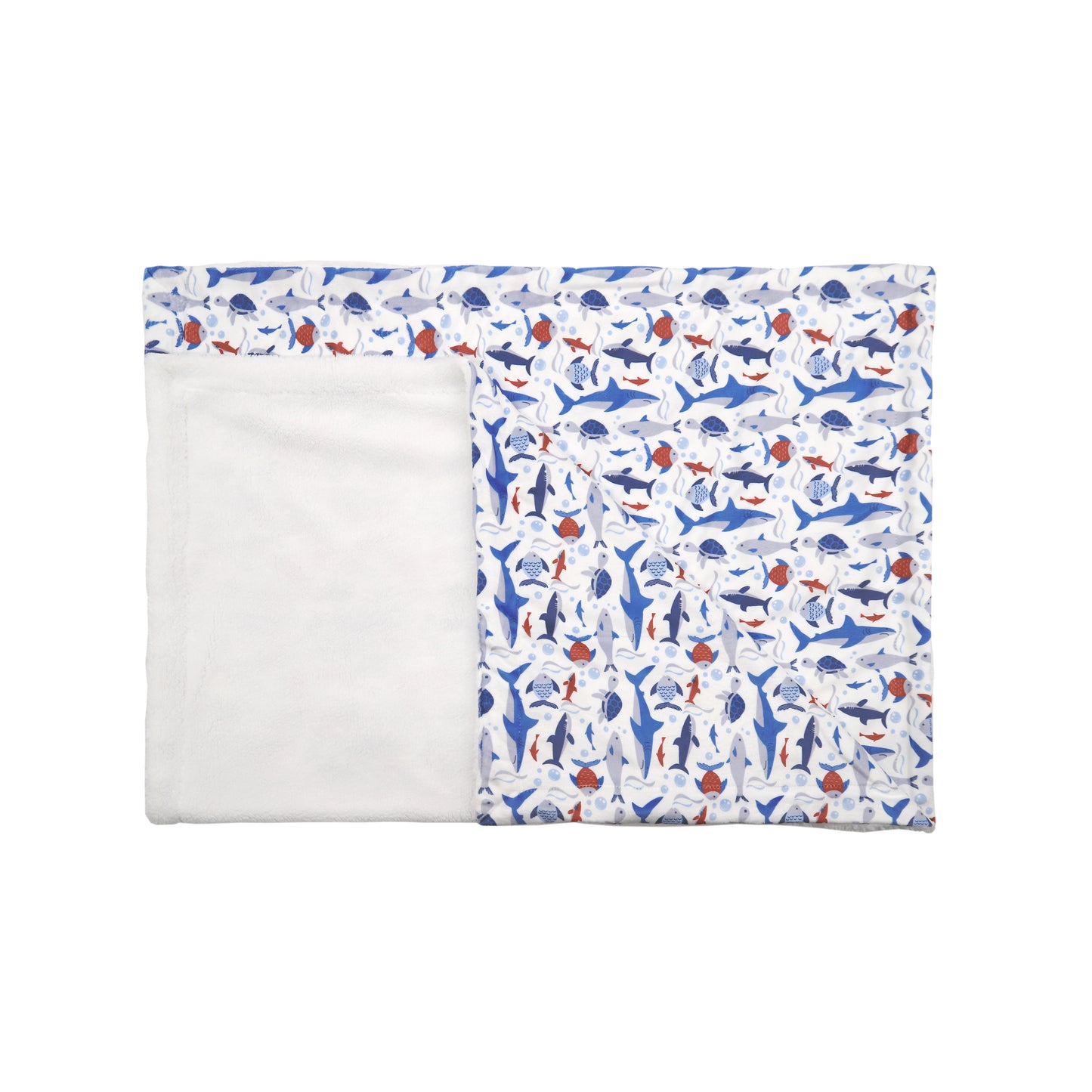 Kid Printed Fluffy Plush Soft Warm Flannel Fleece Children Throw Sherpa Kids Blanket, 40" x 50" Shark Turtle