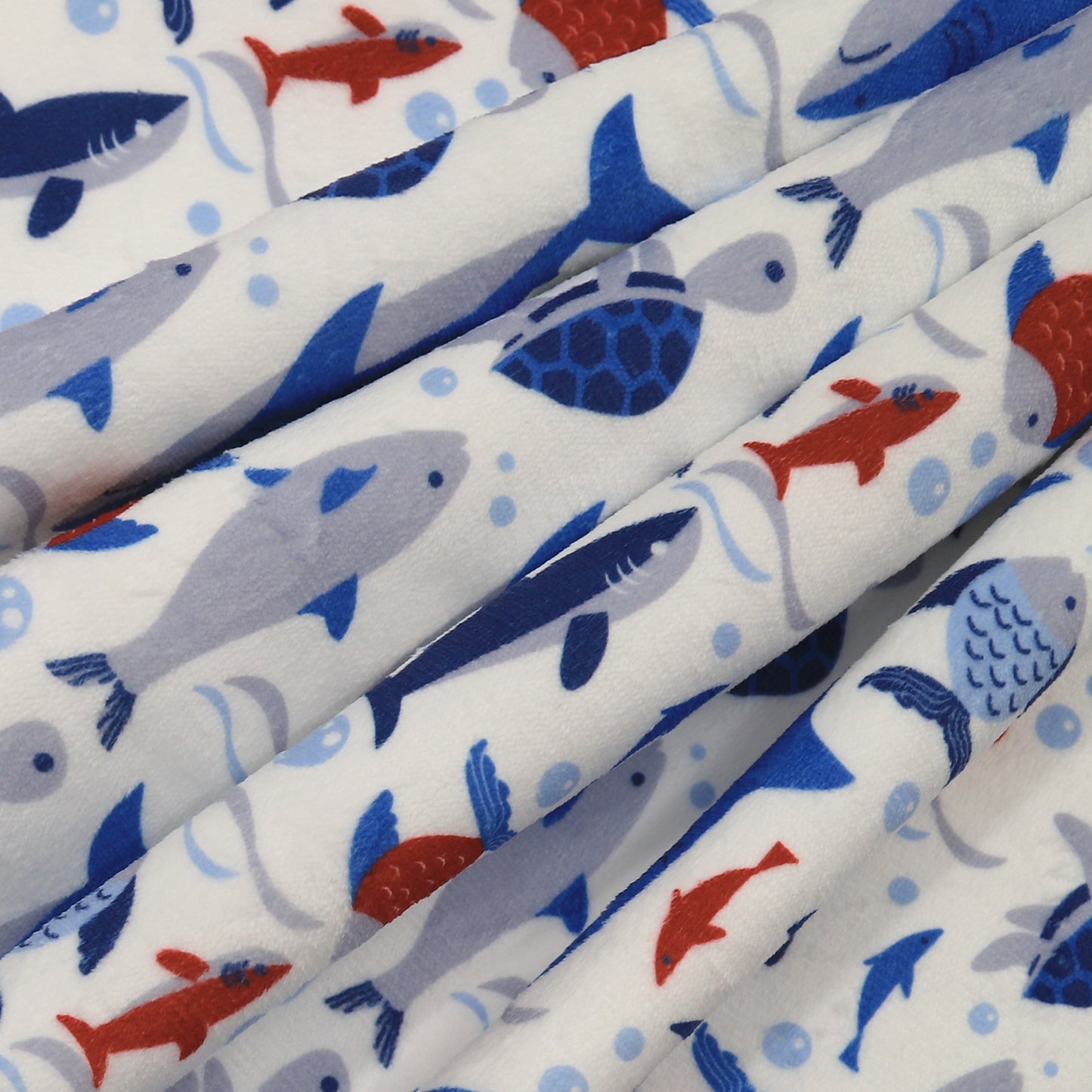 Kid Printed Fluffy Plush Soft Warm Flannel Fleece Children Throw Sherpa Kids Blanket, 40" x 50" Shark Turtle