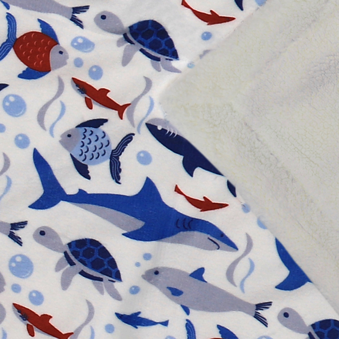 Kid Printed Fluffy Plush Soft Warm Flannel Fleece Children Throw Sherpa Kids Blanket, 40" x 50" Shark Turtle