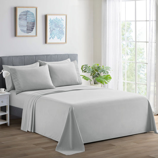 Solid Rayon from Bamboo Soft Silky Deep Pocket Bedding All Season Sheet Set, Silver