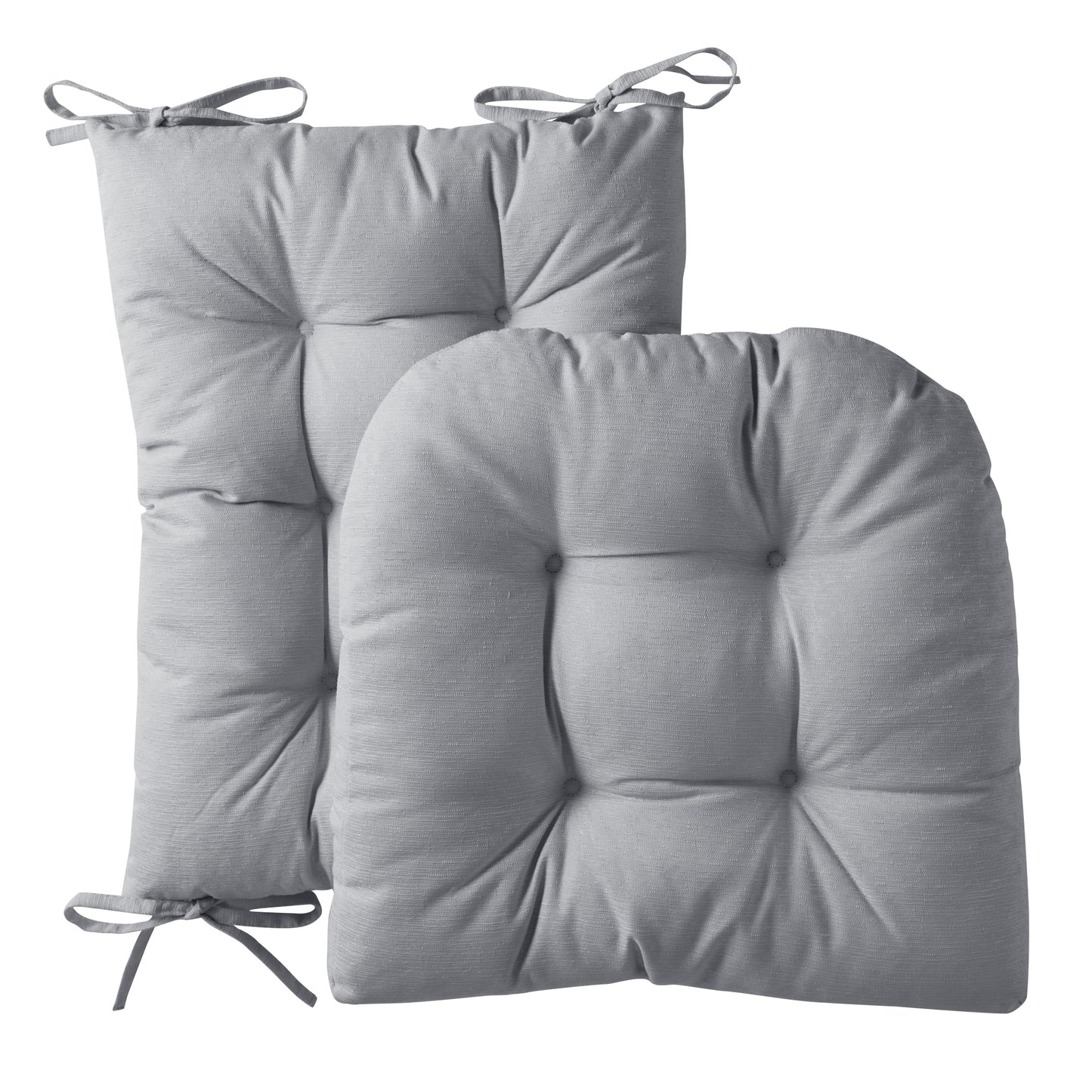 Rocking Chair Cushion Premium Comfortable Thick Nonslip Back Tufted High-Backed Lounger Seat Pads 2 Piece Set, Silver