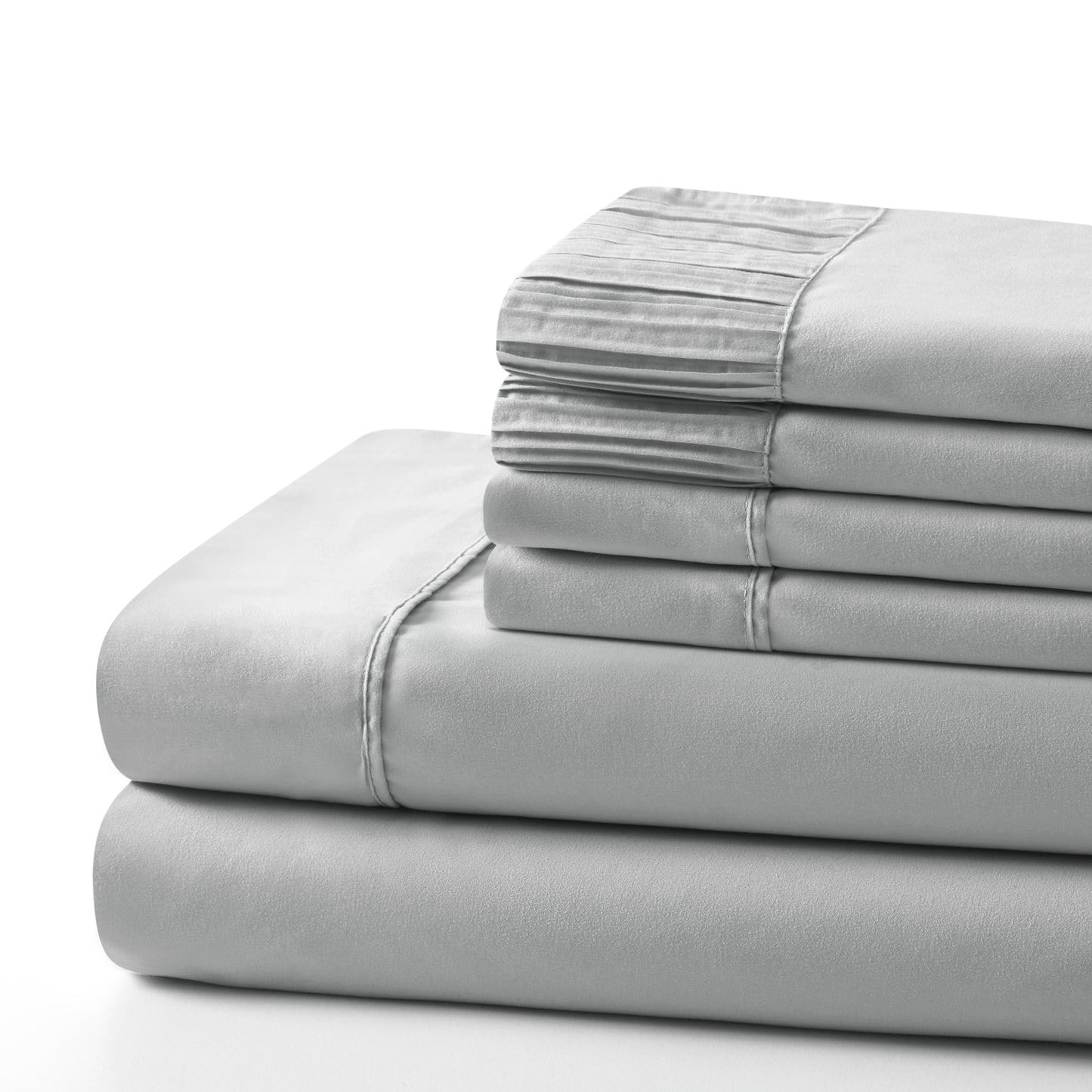 Solid Rayon from Bamboo Soft Silky Deep Pocket Bedding All Season Sheet Set, Silver