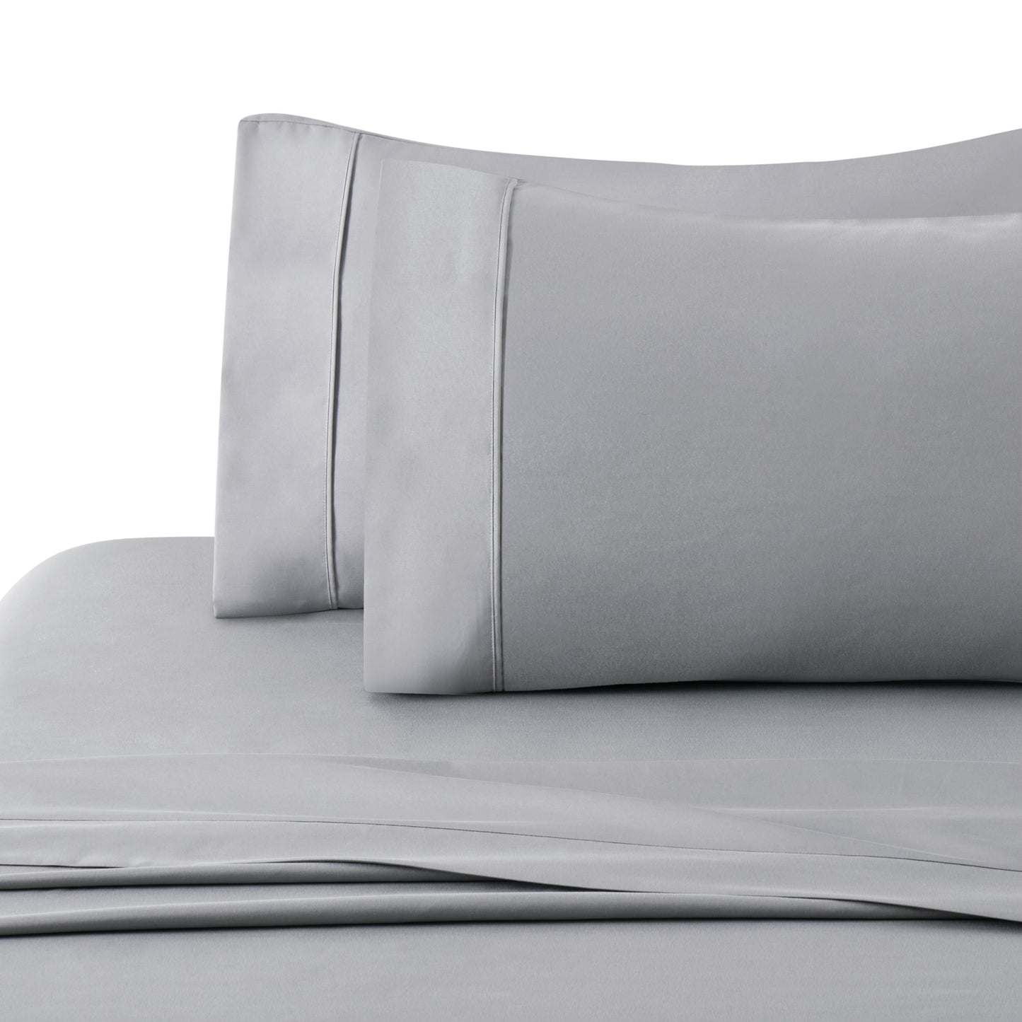 600 Thread Count Cotton Percale Soft Deep Pocket Solid Bedding All Season Sheet Set, Silver