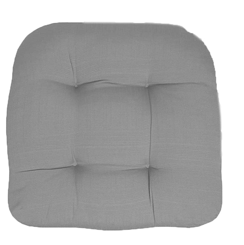 Premium Thick Comfy Seat Patio Pad Tufted Textured Solid Outdoor Chair Cushion 19 x 19 x 4 Inch, Silver